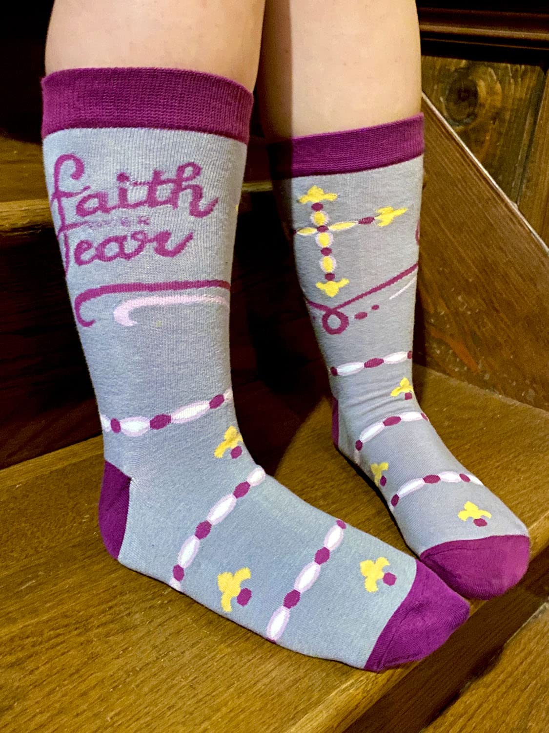 Faith Over Fear Inspirational Women's Crew Socks - Motivational Novelty Socks for Women - Perfect for Workouts, Church, and Daily Encouragement