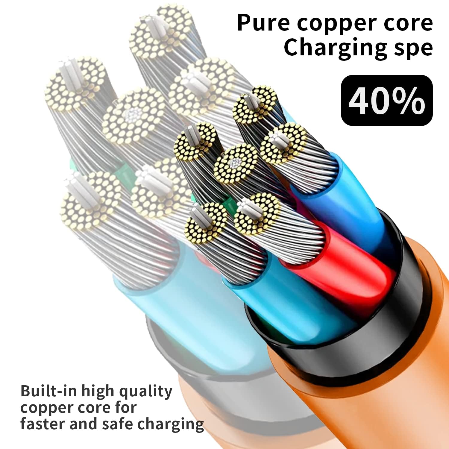 LIULANZ 5FT Fast Charging Type-C to USB-A Cable with Cable Straps - Compatible with Samsung Galaxy S9/S8/Note 9/8 Plus, LG V30/G6/G5/V20, Google Pixel, Moto Z2 (Orange) - Perfect for Home, Office & Travel Charging