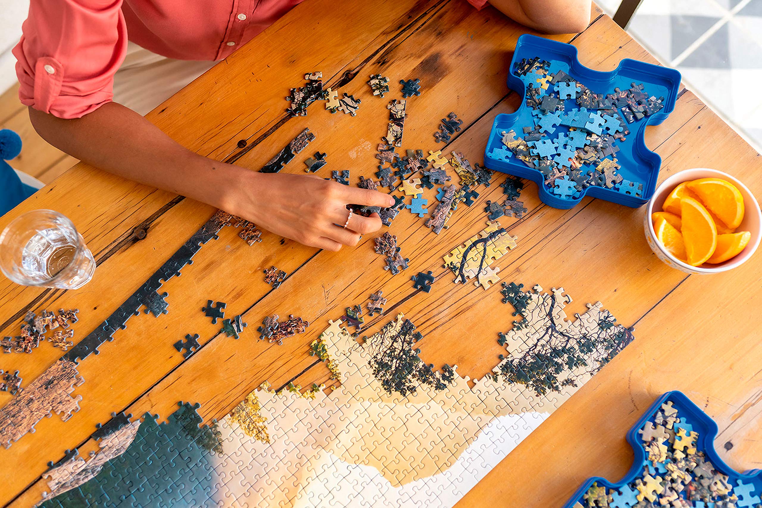 Ravensburger Sort and Go Puzzle Organizer - Durable Plastic Sorting Trays for 1000 Piece Jigsaw Puzzles | Stackable & Portable Puzzle Storage Solution | Blue | Perfect for Puzzle Enthusiasts, Family Game Nights, and Travel