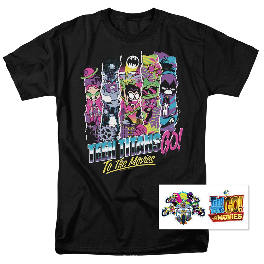 Popfunk Classic Teen Titans Go! to The Movies Characters T-Shirt & Stickers - Official Cartoon Graphic Tee for Kids & Adults - Perfect for Cosplay, Birthday Gifts & Superhero Fans