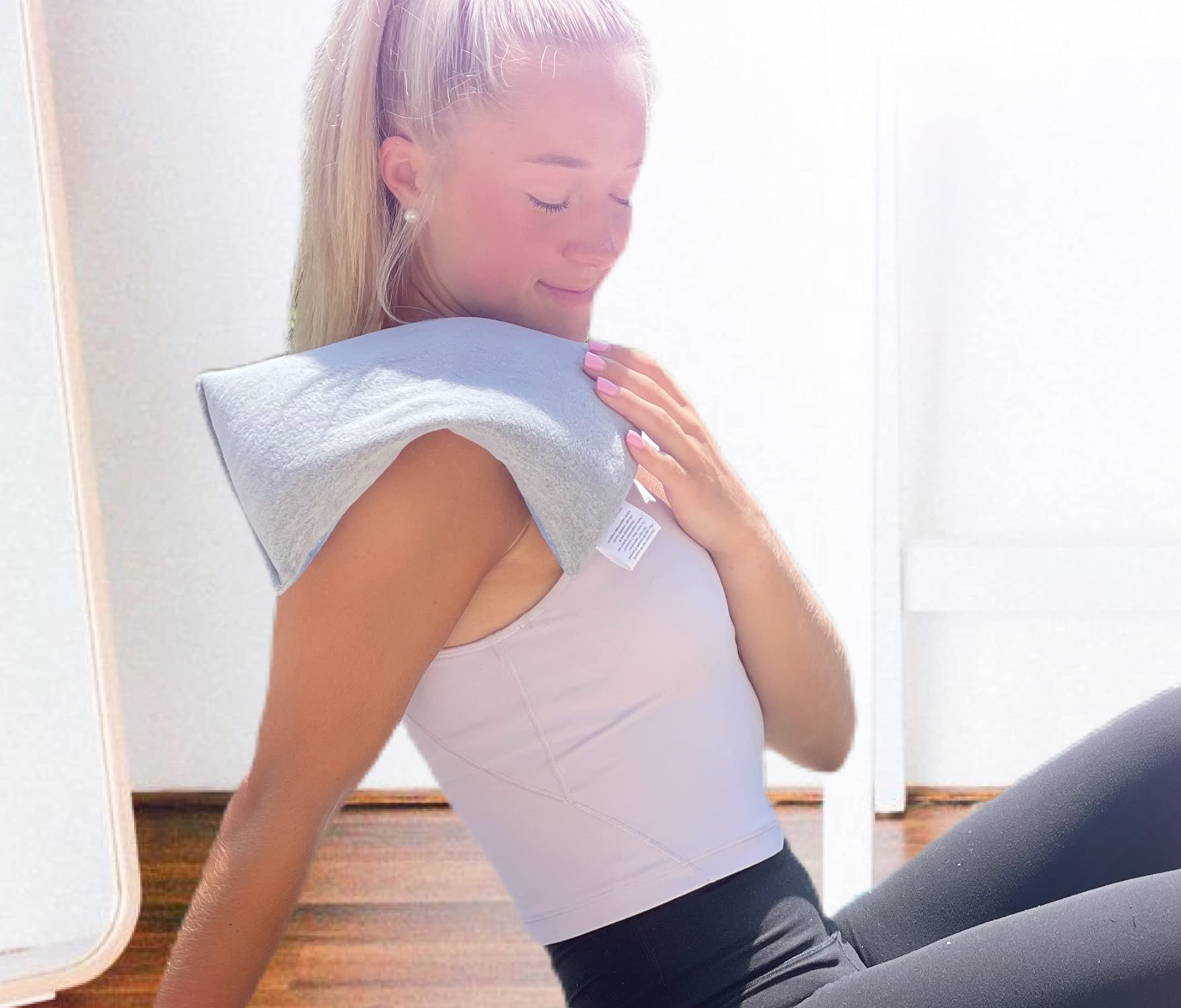 SacksyThyme Microwave Heating Pad for Back Pain, Neck Pain, Menstrual Cramps Relief - Hot & Cold Therapy Pack with Lavender - Flaxseed Moist Heat Pad for Shoulders, Legs - Made in USA (12