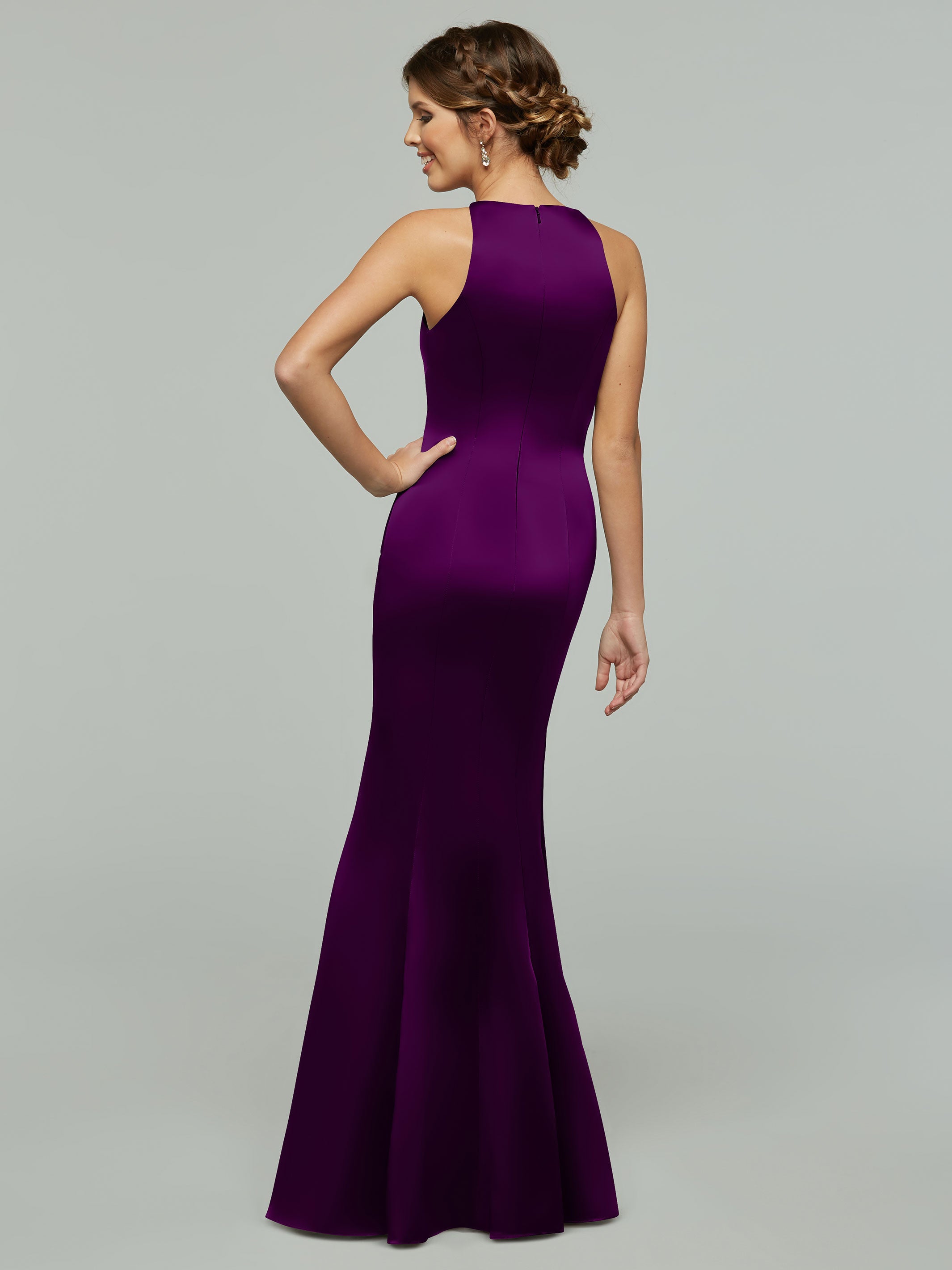 Elegant Mermaid Satin Bridesmaid Dress with Halter Neckline - Perfect for Weddings, Prom & Formal Events - Style #80071