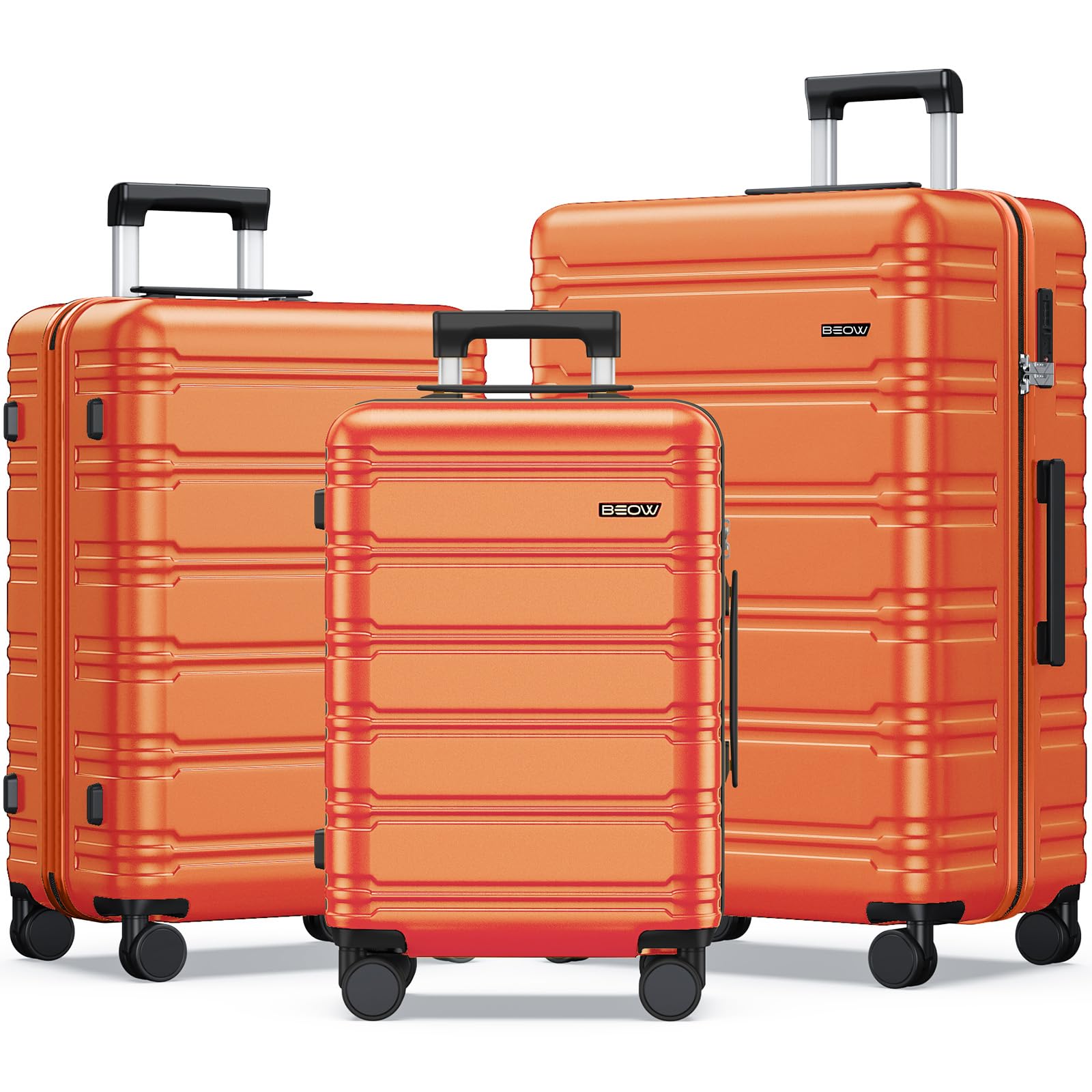 BEOW 3-Piece Expandable Polycarbonate Hardside Luggage Set with Spinner Wheels & TSA Lock - 20