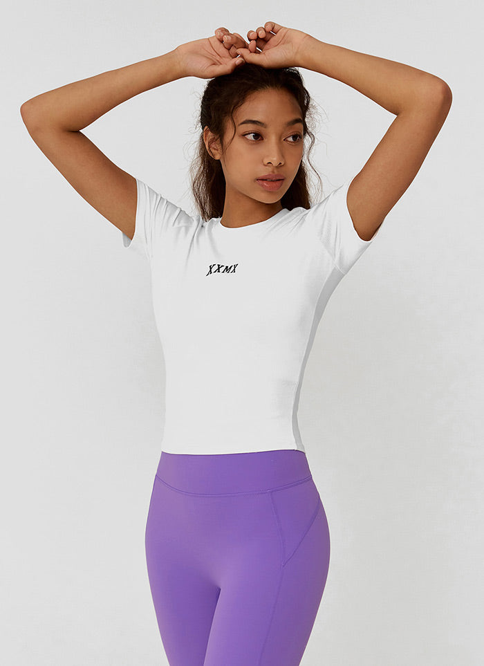 XXMX Women's Fashion Crop Short Sleeve T-Shirt - Trendy Summer Casual Top for Streetwear & Outfits | Perfect for Beach, Gym, and Everyday Wear