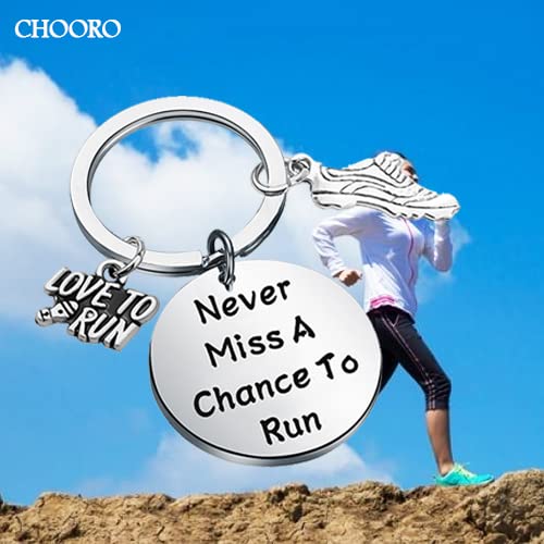 CHOORO Marathon Runner Keychain - Inspirational Running Gift for Sole Sisters & Running Buddies - Never Miss a Chance to Run - Perfect for Race Days, Training Motivation & Fitness Enthusiasts