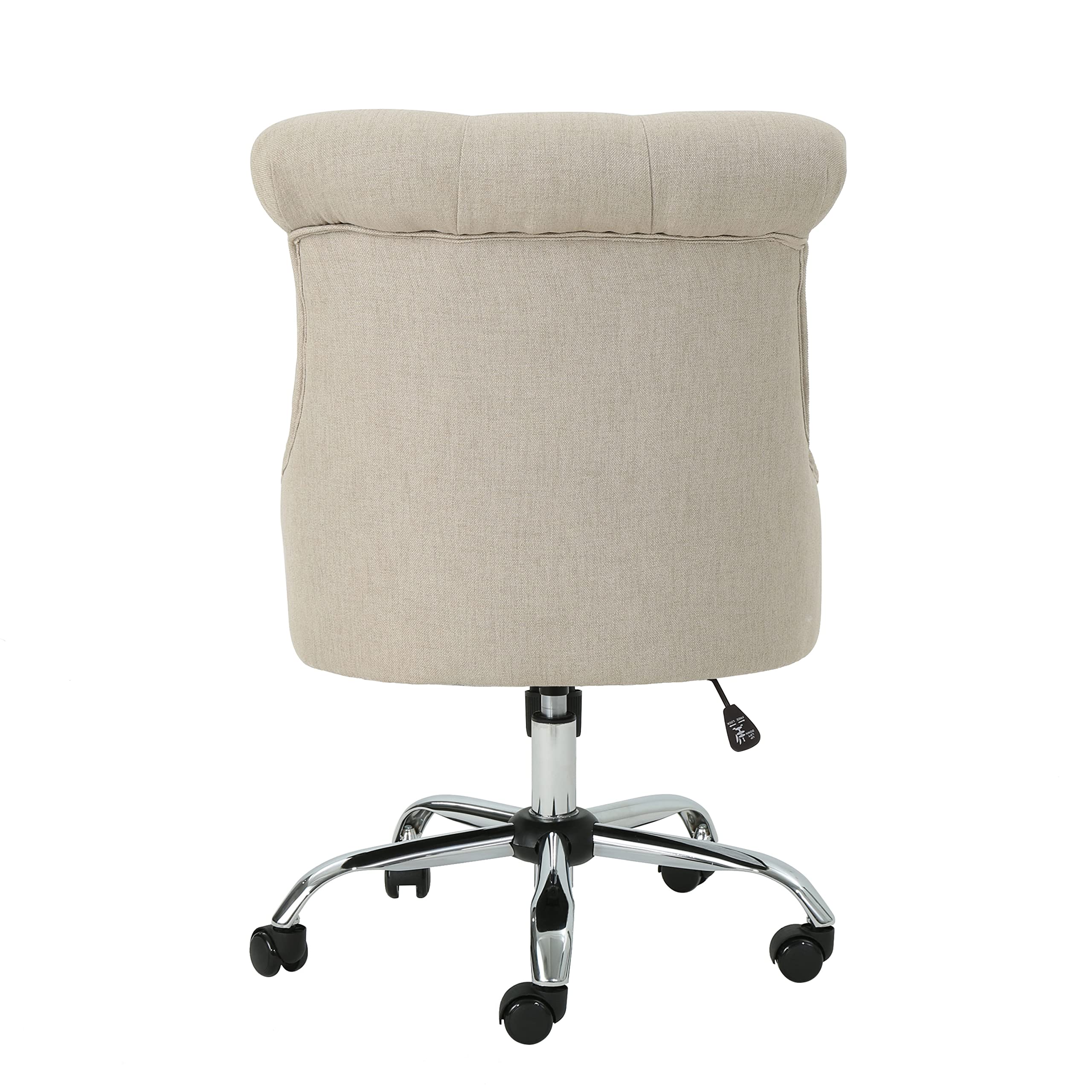Christopher Knight Home Tyesha Desk Chair - Wheat & Chrome Finish, Modern Office Chair for Home & Workspace, Ergonomic Support for Long Hours of Work or Study