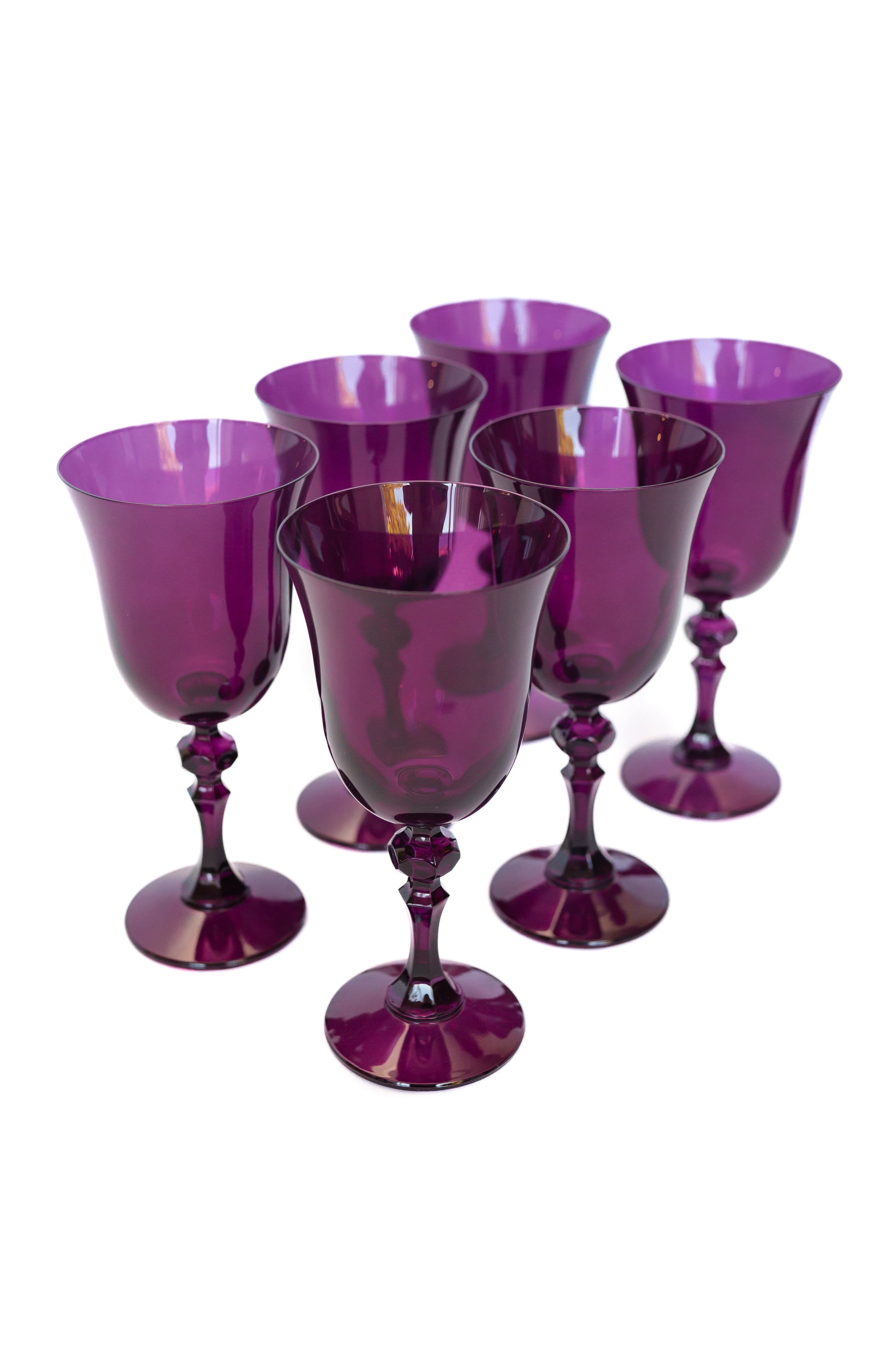 Estelle Colored Regal Goblet Set of 6 - Elegant Amethyst Wine Glasses for Fine Dining & Special Occasions