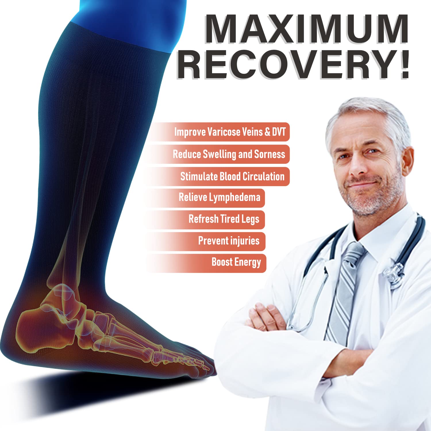 3 Pairs Diu Life Plus Size Compression Socks for Women & Men - Wide Calf Knee High Support Socks for Circulation - Perfect for Travel, Running & Nursing