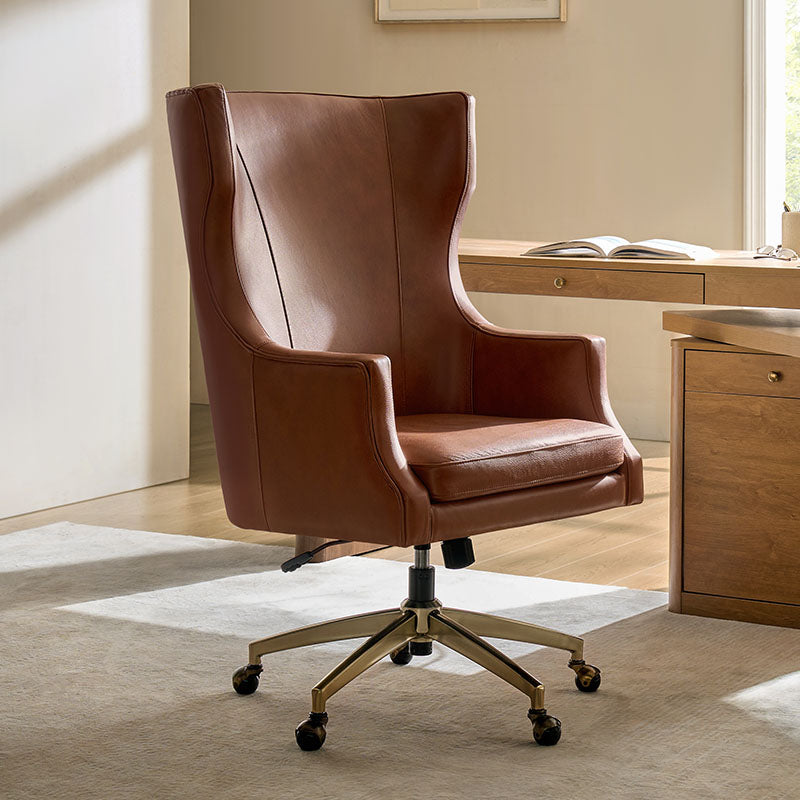 Premium Elodio Office Chairs with Genuine Leather - Ergonomic Executive Desk Chair for Home & Business Workspaces
