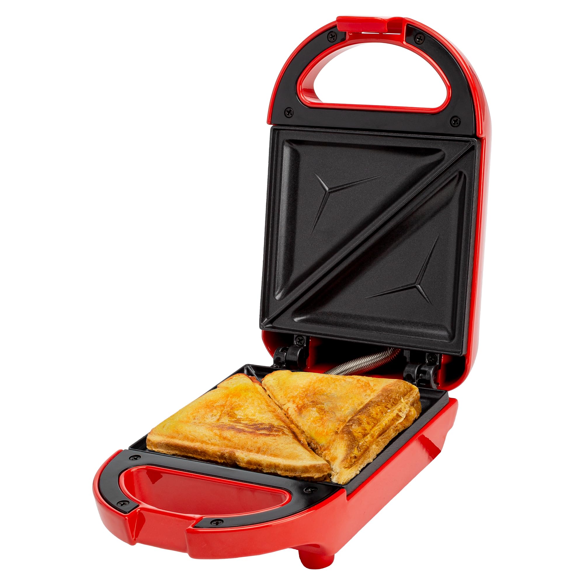 Mini Sandwich Maker 600W - Compact Panini Press for Grilled Cheese, Desserts & Quick Meals | Non-Stick Easy Clean | Perfect for Breakfast, Lunch & Snacks | Red