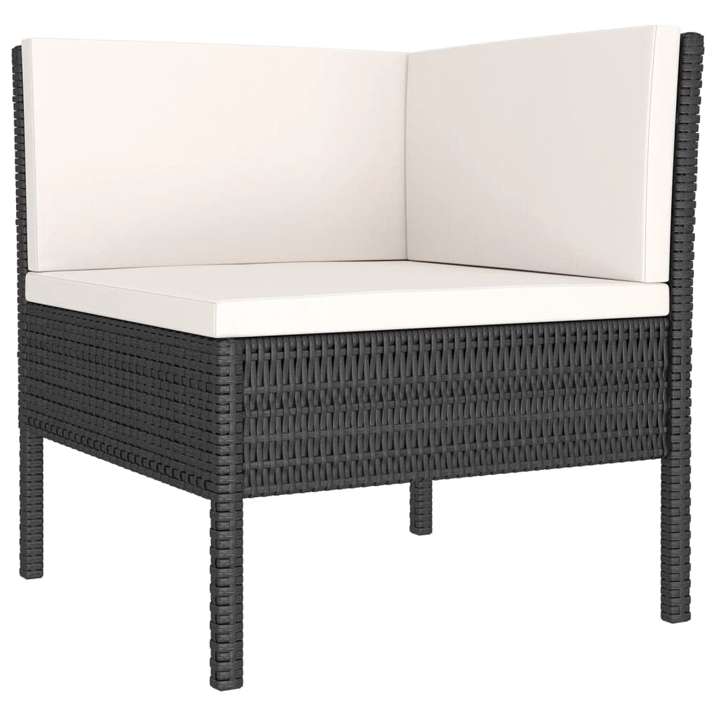 vidaXL 11-Piece Patio Lounge Set with Cushions - Black Poly Rattan Outdoor Furniture for Garden, Terrace, Poolside & Backyard Relaxation
