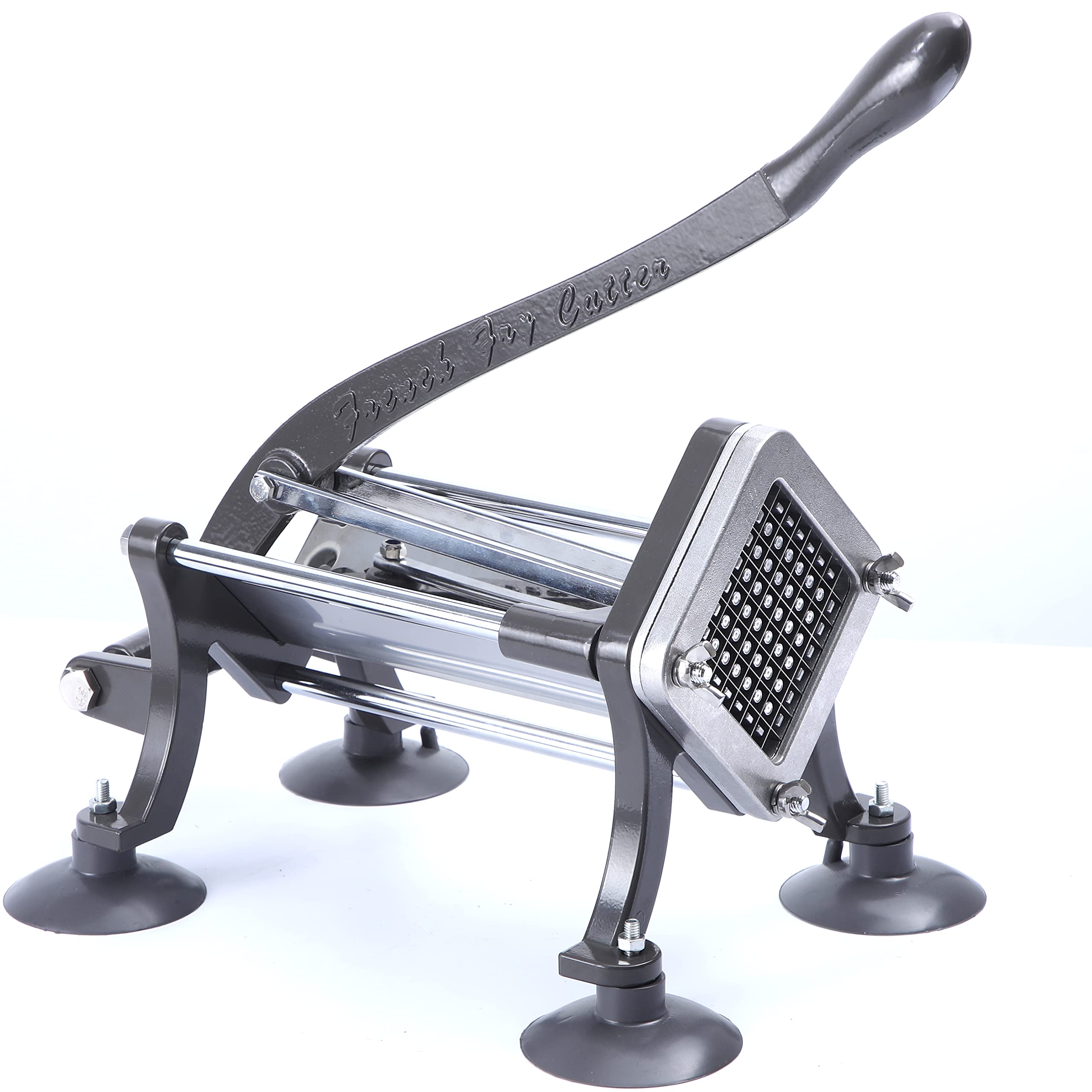 Commercial Grade French Fry Cutter with Stand & Suction Feet - 3 Blade Sizes (1/4