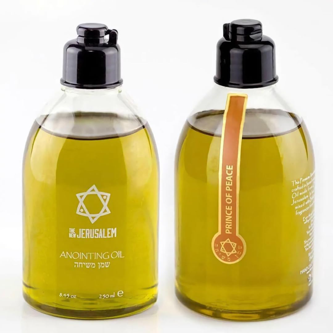Prince of Peace Anointing Oil from Jerusalem - 8.45 Fl Oz Holy Spiritual Oil Handmade with Natural Ingredients - Blessed for Religious Ceremonies, Wedding Anointing & Spiritual Healing - Perfect for Prayer, Worship & Sacred Rituals