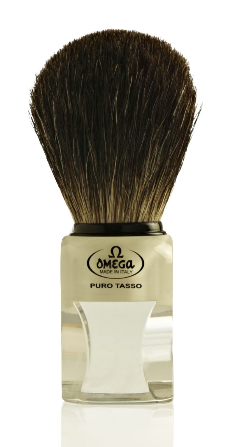 Premium Omega 63164 Pure Badger Hair Shaving Brush for Men - Soft & Dense Bristles for Smooth Shaving - Perfect for Wet Shaving & Luxury Grooming Kits