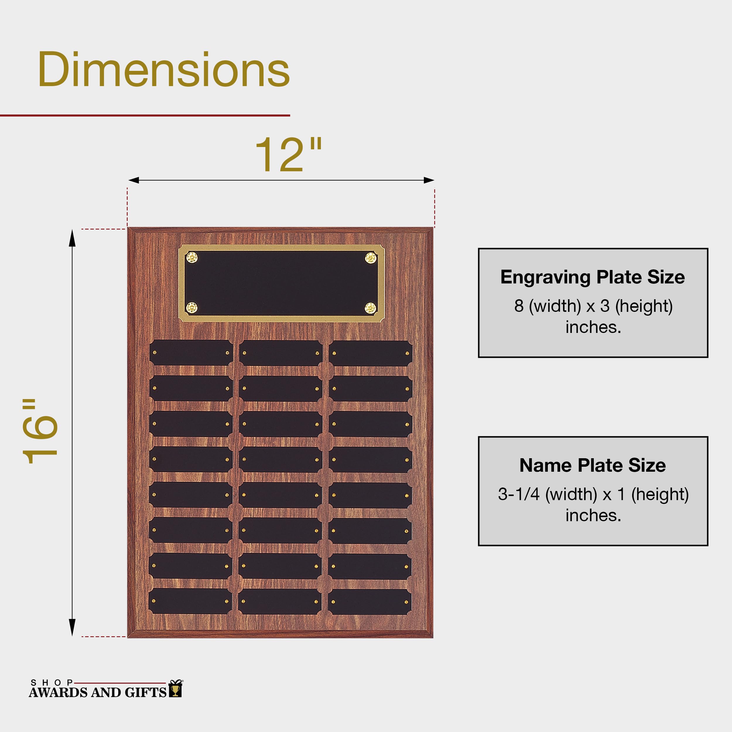 Custom Engraved Perpetual Plaque Award - Personalized Name Plate Holder Board for Office Recognition, Employee Appreciation & Retirement Gifts | Wall-Mounted Display for Trophies, Certificates & Milestone Achievements