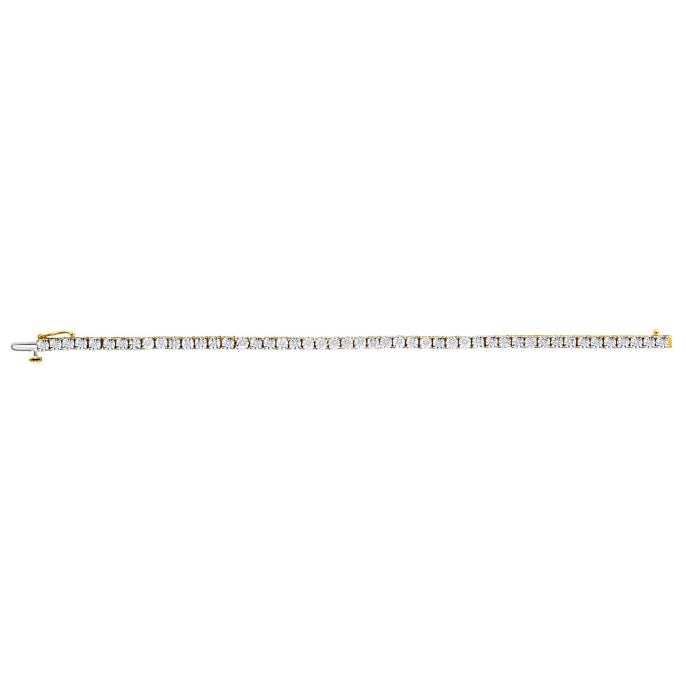 9ct Yellow Gold 1/4 Carat Diamond Tennis Bracelet - 18cm Elegant Jewelry for Women, Perfect for Weddings, Anniversaries & Special Occasions