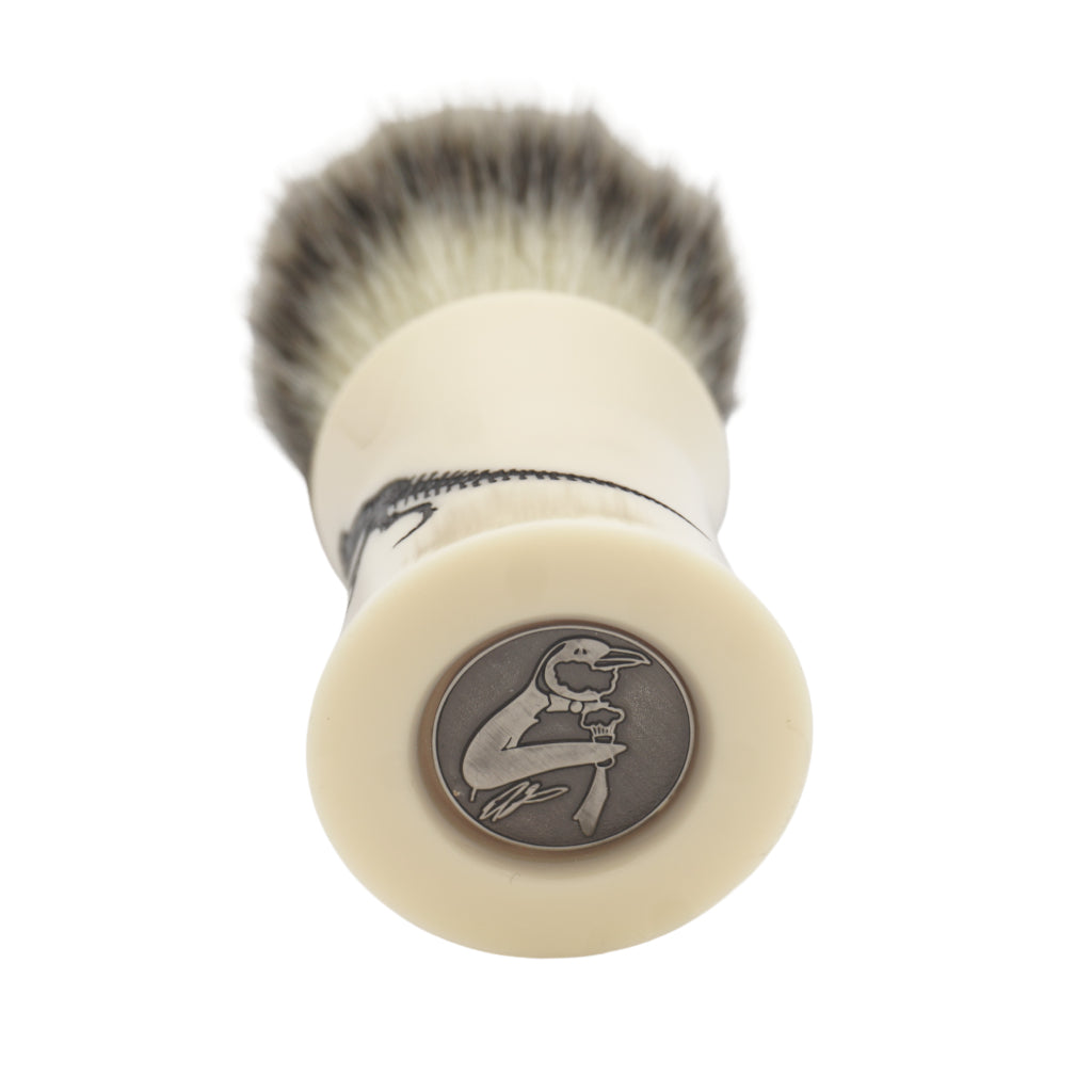 Premium 25mm Mühle STF XLarge Synthetic Shaving Brush with AP Shave Co. Dinosaur Etched Ivory Handle - Perfect for Wet Shaving & Luxury Grooming Rituals