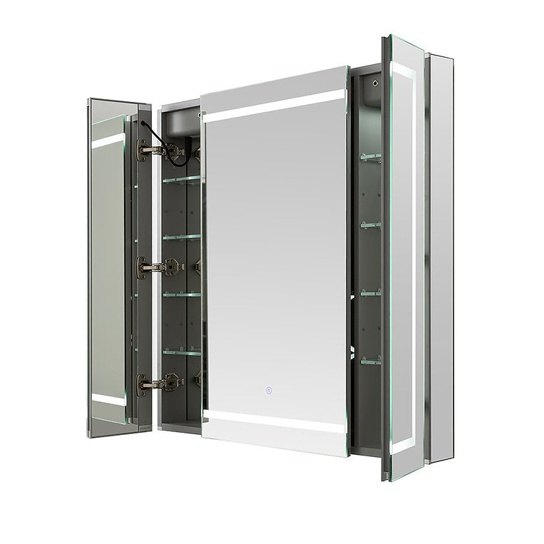 Aquadom Royale Plus 40x36 Inch LED Lighted Triple Door Bathroom Medicine Cabinet - Perfect for Modern Homes, Spas & Luxury Bathrooms
