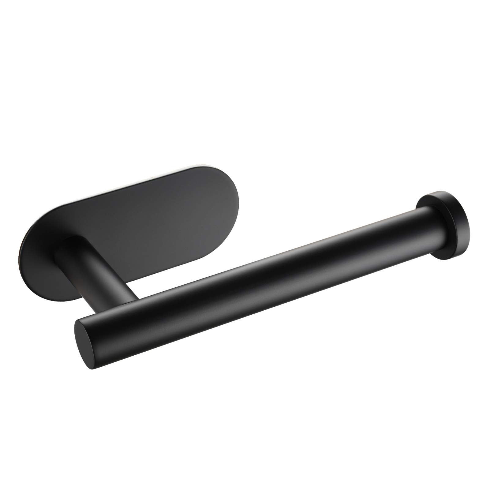 Zebery No-Drill Toilet Paper Holder - Black, Rust-Resistant Bathroom Tissue Roll Stand for Modern Homes & Apartments