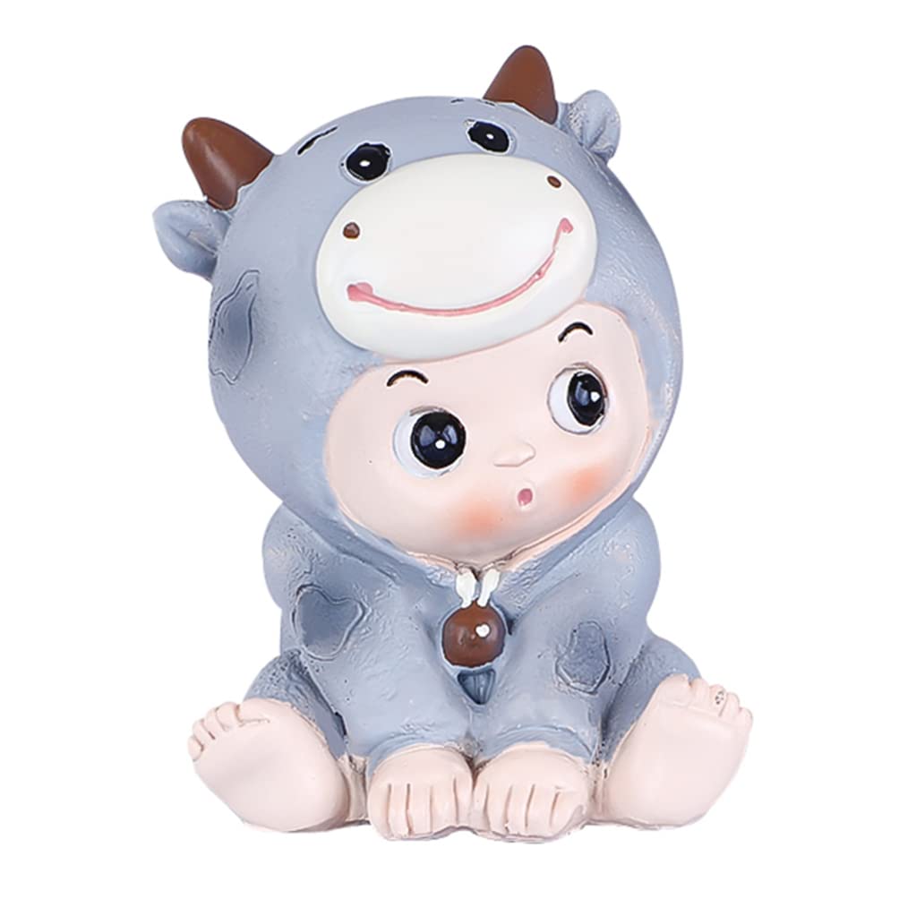 ABOOFAN Resin Ox Calf Doll - Birthday Cake Ornament for Home, Car & Baby Decor - Perfect for Parties, Gifts & Nursery Room Decorations