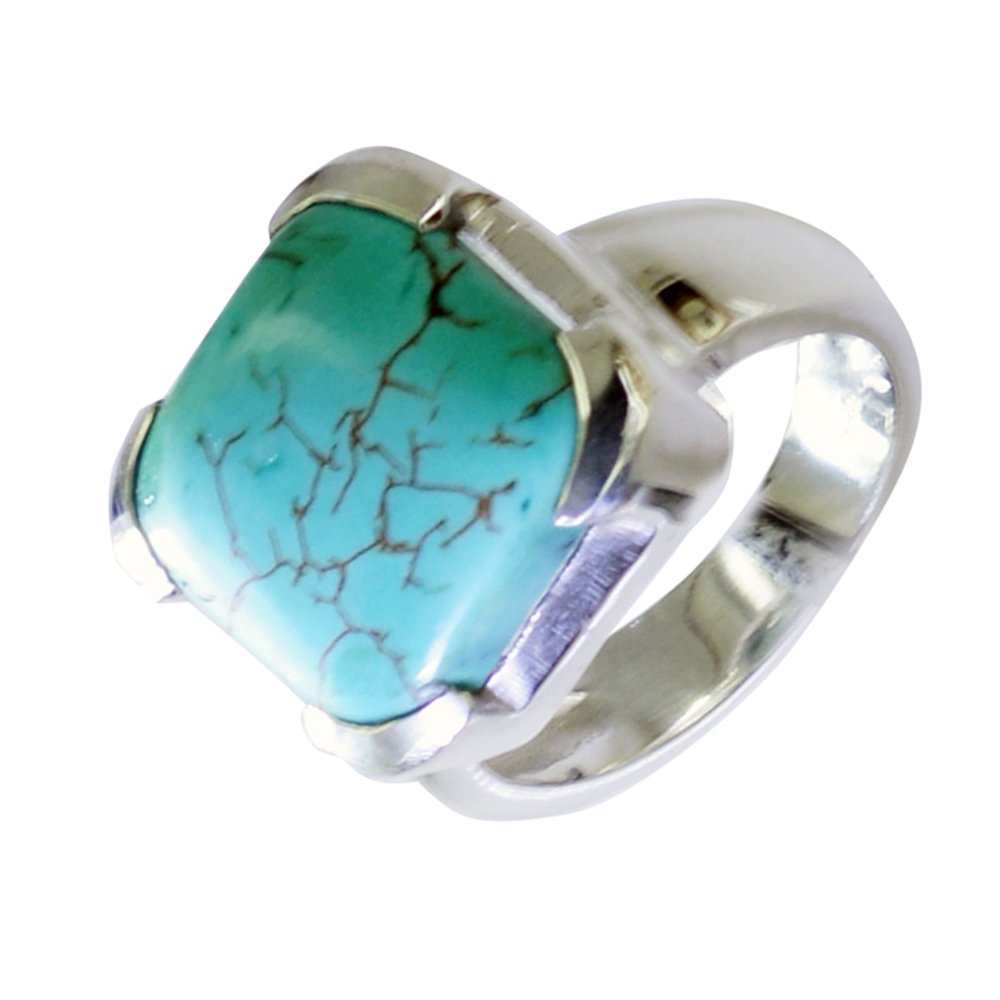 Authentic Turquoise Statement Rings for Women – Sterling Silver Square Bezel Set in Sizes 4-12 | Elegant Boho Jewelry for Parties, Weddings & Everyday Wear