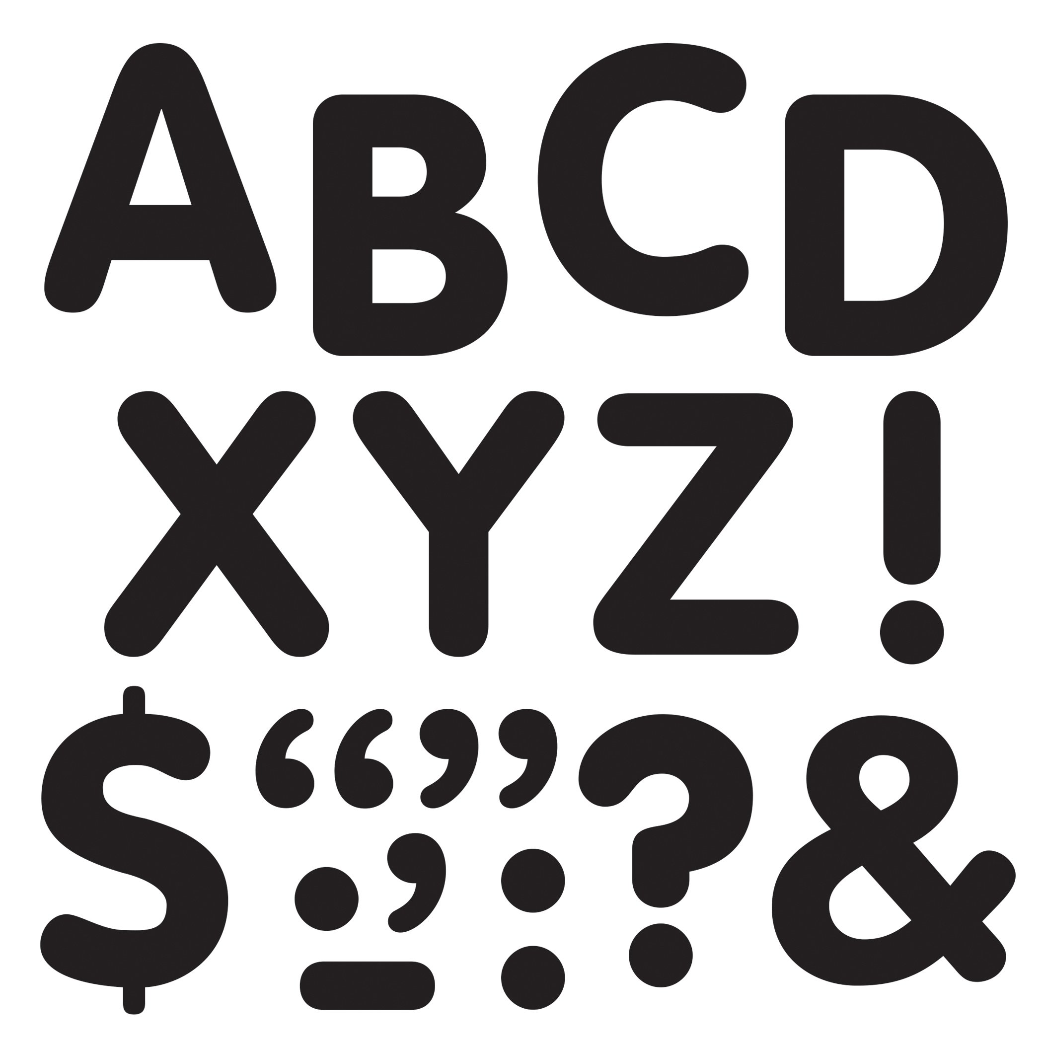 Trend Stick-EZE Stick-On Letters, Numbers & Marks - 2-Inch Black Vinyl Decals (107-Piece Set) - Perfect for DIY Crafts, Scrapbooking, Home Decor & School Projects