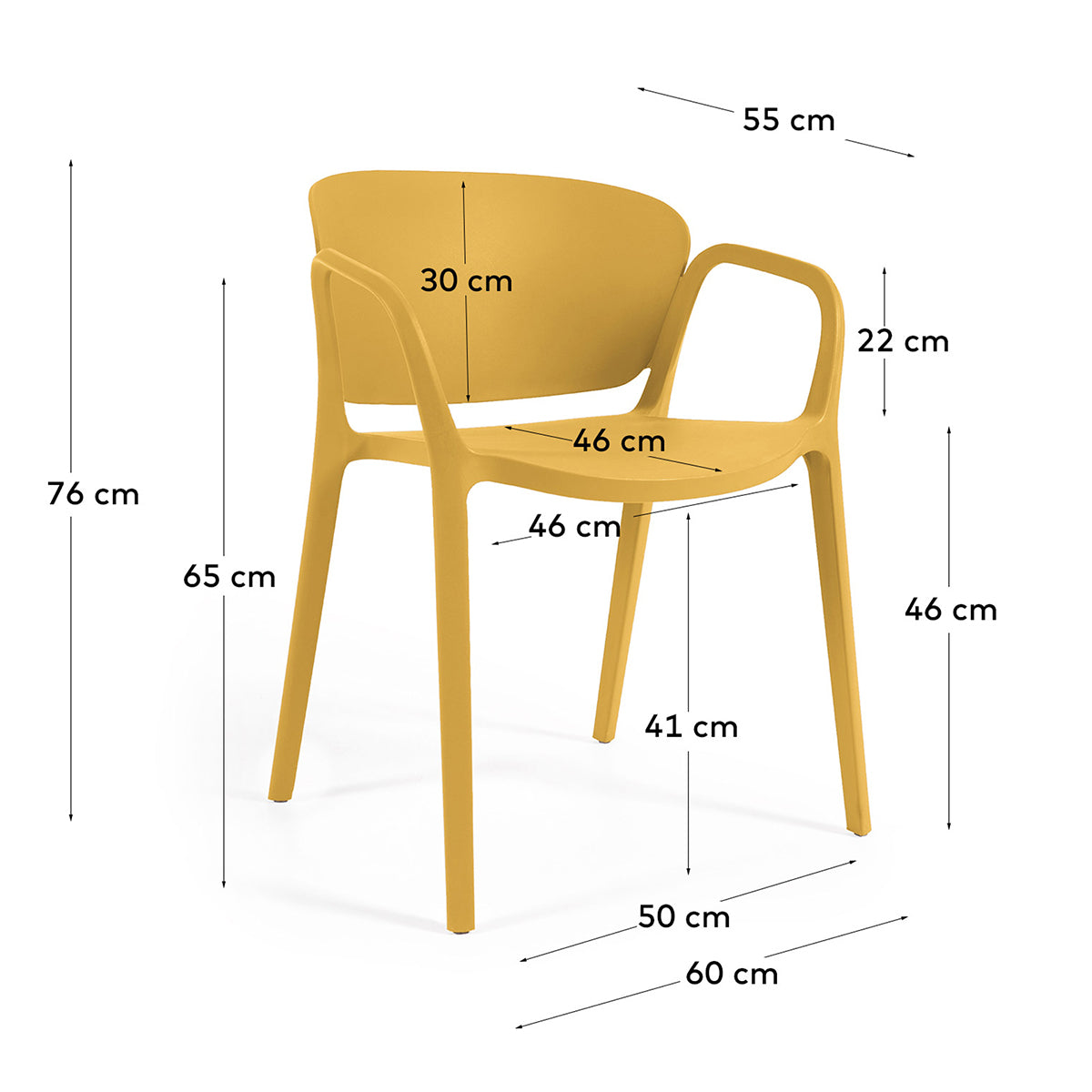 Ania Outdoor Dining Chair - Weather-Resistant Patio Chairs for Backyard, Garden, Poolside & Restaurant Use - Comfortable Stackable Outdoor Seating for Parties & Entertaining