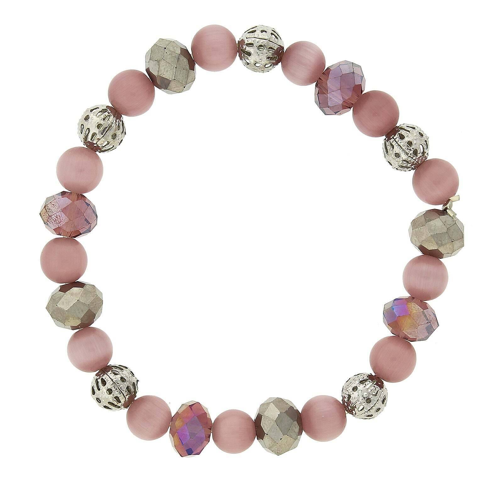 1928 Light Purple Cat's Eye Amethyst AB Crystal Stretch Bracelet for Women | Elegant Jewelry Gift for Birthday, Anniversary & Special Occasions | Perfect for Party, Wedding & Everyday Wear