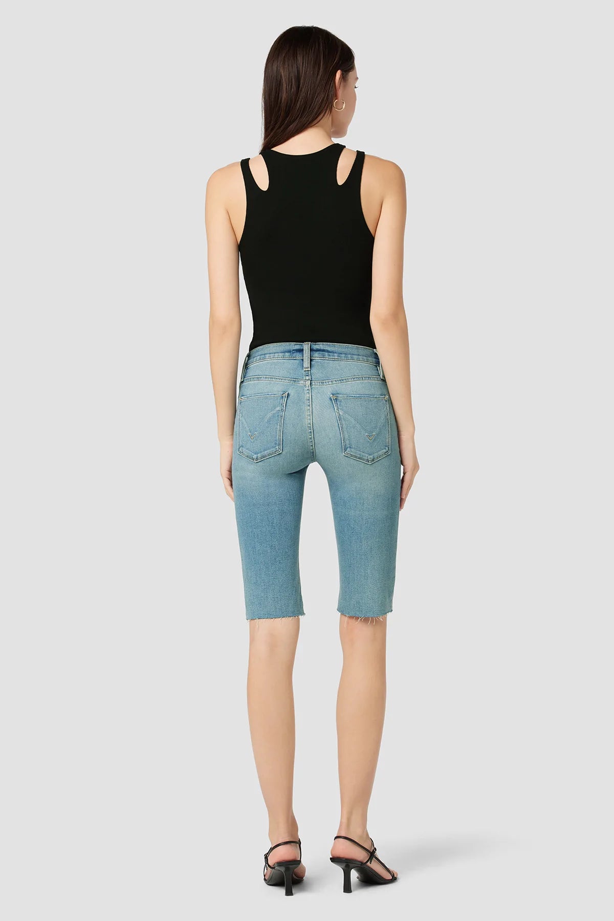 Amelia Mid Rise Shorts for Women - Comfortable Stretch Denim Shorts with High Waist | Perfect for Summer, Beach, and Casual Outings
