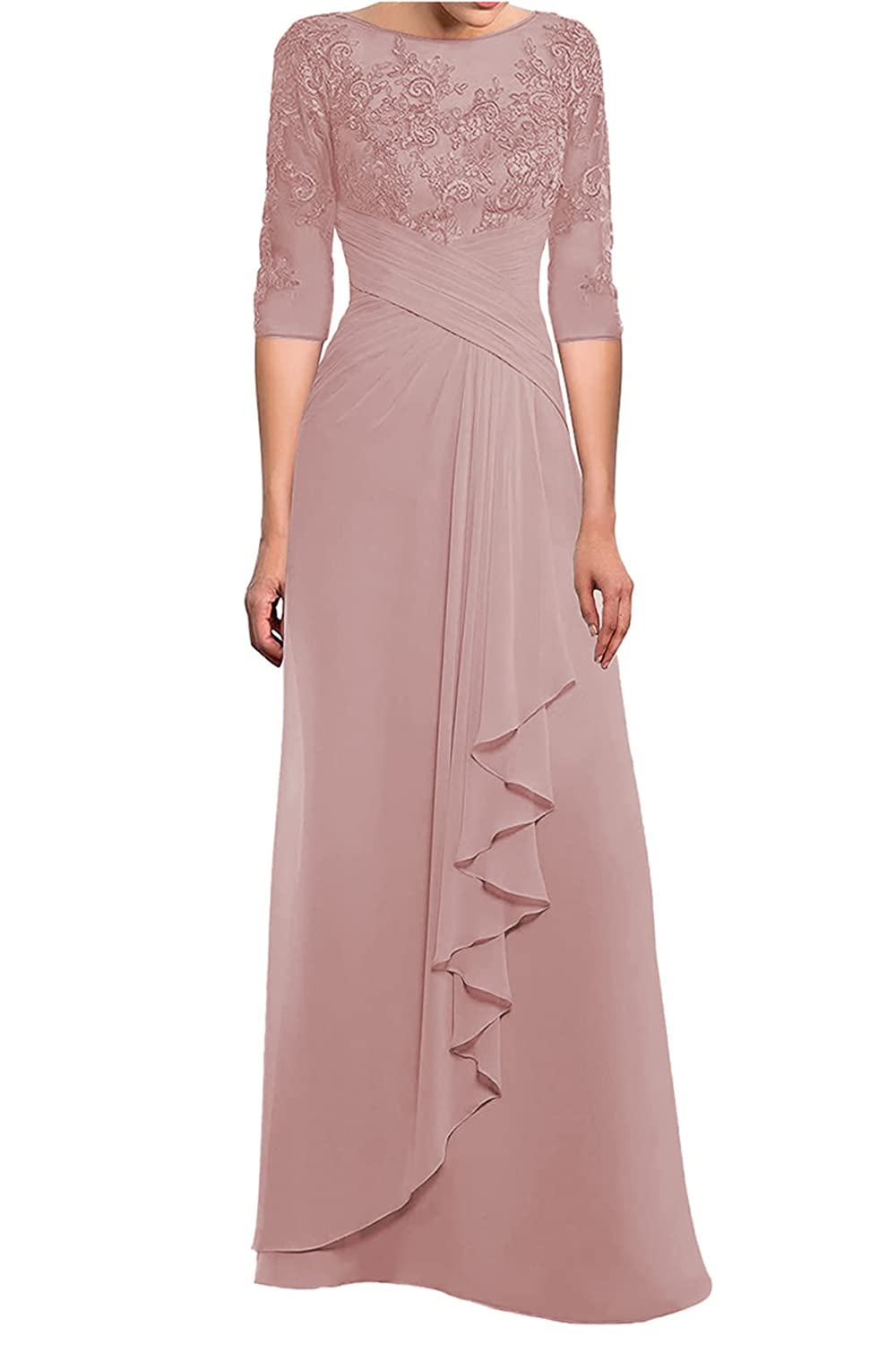 Elegant Women's Lace Long Sleeve Mother of The Bride Dress - Formal Wedding Gown for Evening Events, Special Occasions & Black Tie Parties