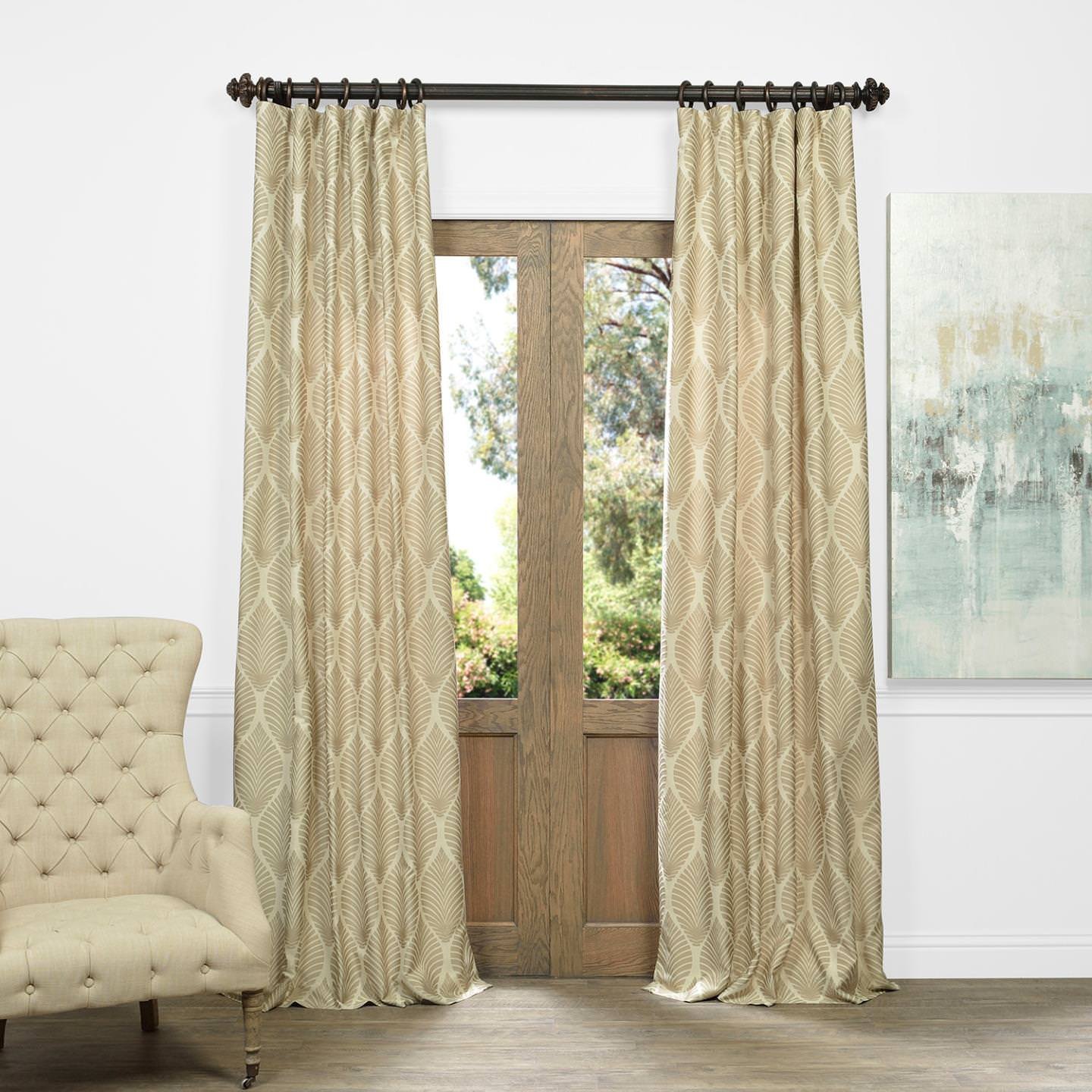 HPD Half Price Drapes JQCH-AR108143-84 Faux Silk Jacquard Curtain Panel (50
