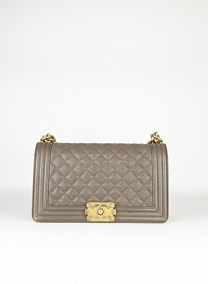 Chanel Boy Bag in Taupe - Luxury Leather Handbag for Women, Perfect for Parties, Work & Everyday Use