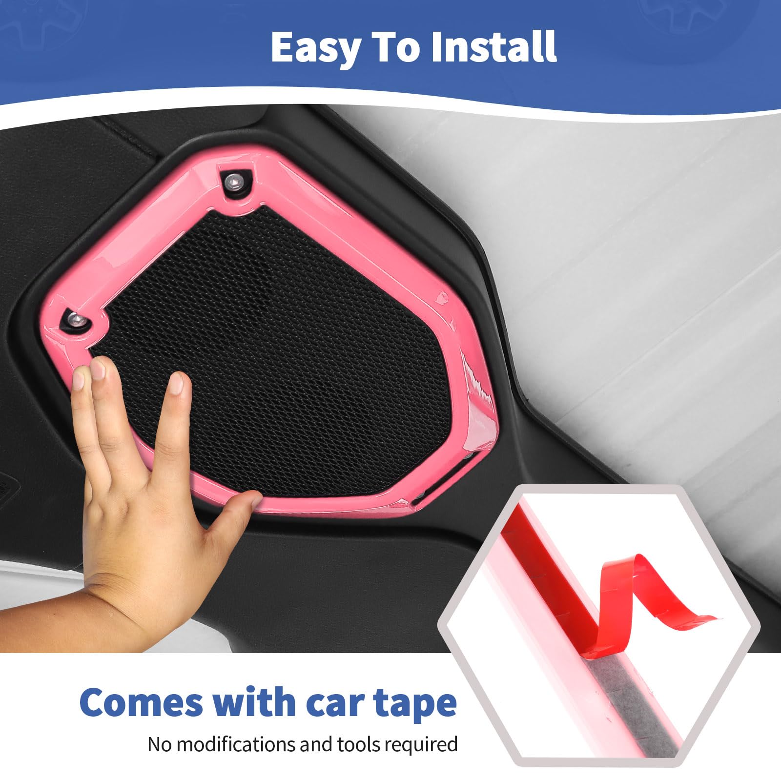 RT-TCZ Pink Roof Speaker Cover Trim for Jeep Wrangler JL/JLU & Gladiator JT (2018-2023) - 2pcs Interior Accessories - Perfect for Car Audio Upgrade & Off-Road Protection