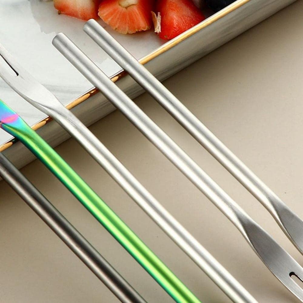 Rose Gold Stainless Steel Fruit Fork Set - 13cm Long Handle Dessert Forks for Candy, Pickles, Fruits & Appetizers - Elegant Tableware for Birthday Parties, Weddings & Special Events