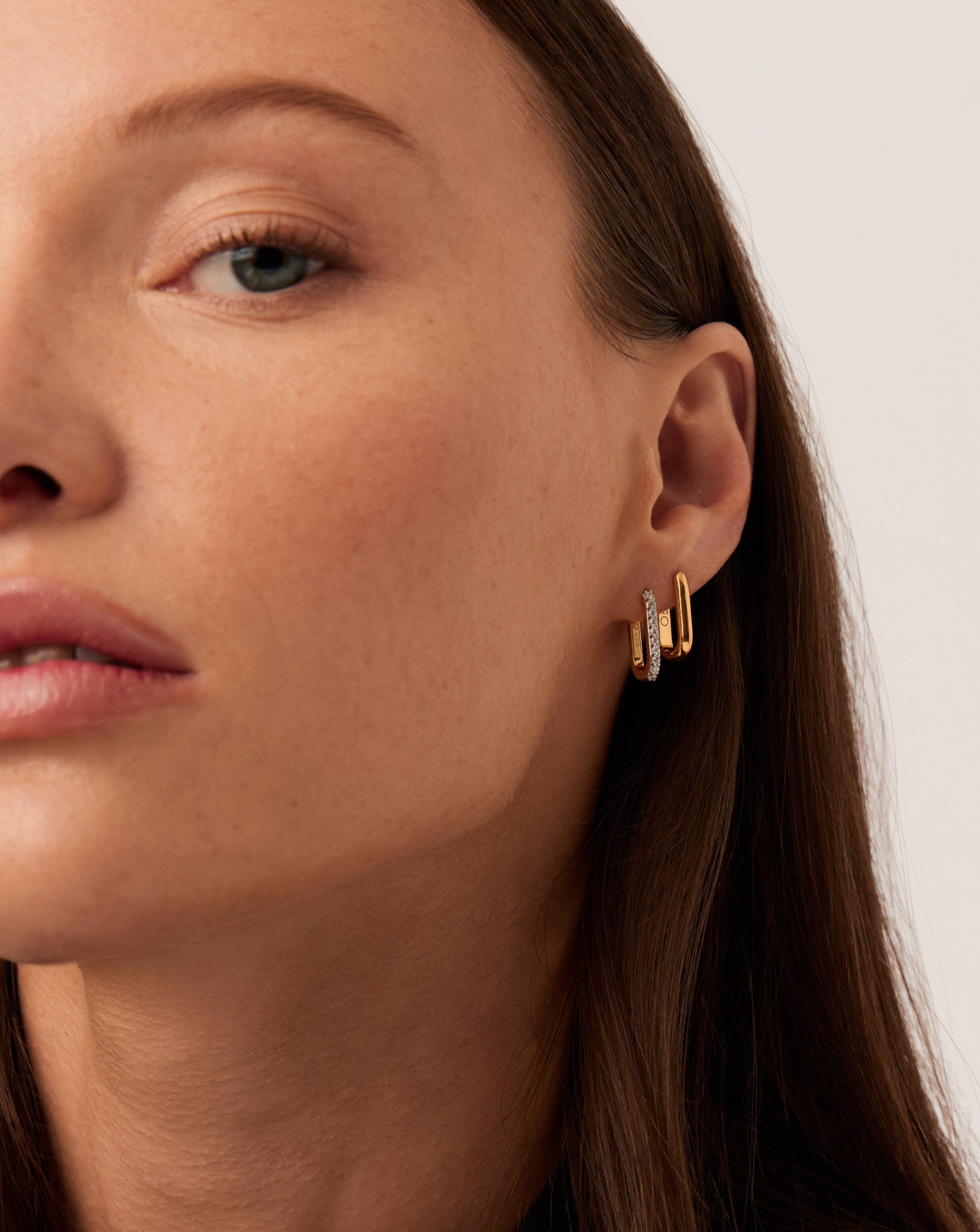 18k Recycled Gold Vermeil Huggie Hoop Earrings | Recycled Sterling Silver Pave Ovate Earrings for Women | Perfect for Everyday Wear, Parties & Gifting