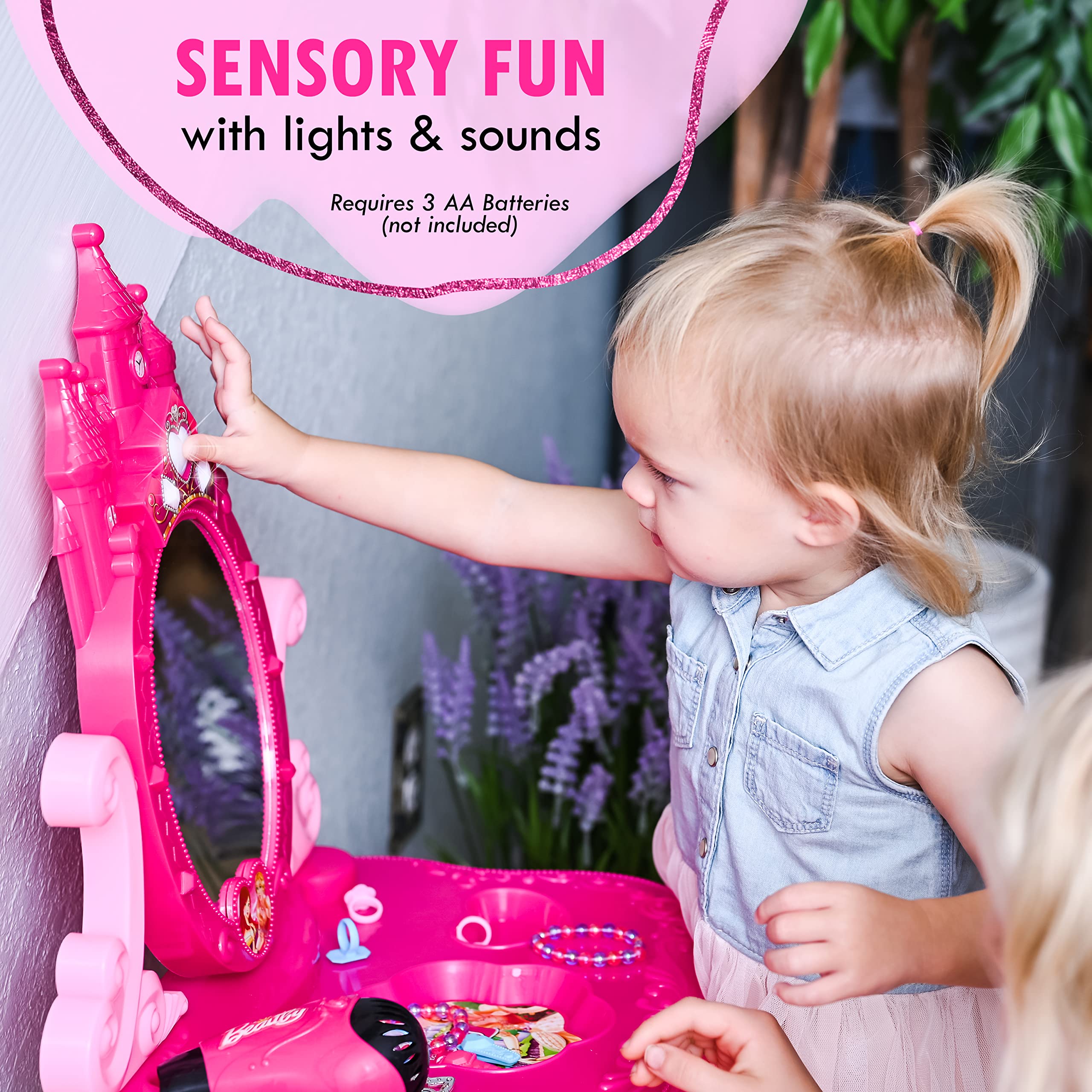 Play Vanity Sets for Girls - Toddler Makeup Vanity Playset with Mirror & Table | Kids Beauty Set with Fashion Accessories | Pretend Play, Birthday Gift & Room Decor