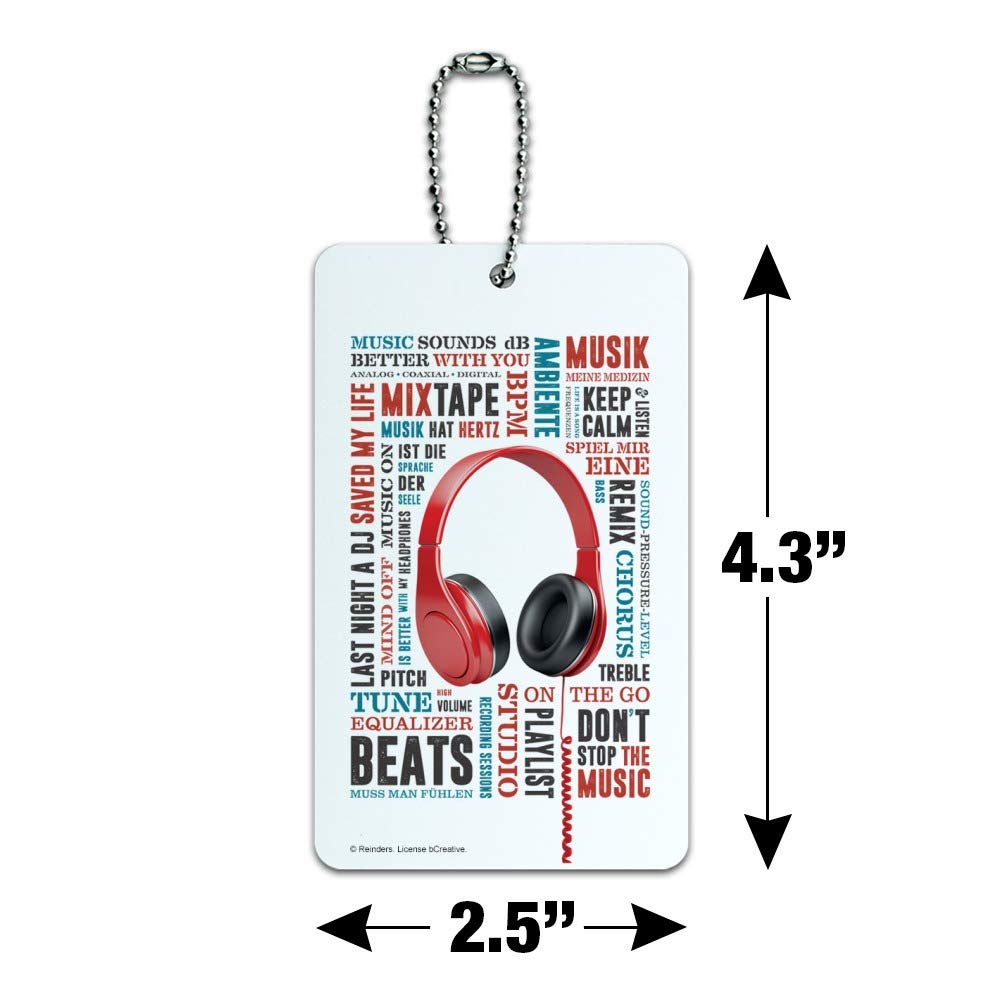 Stylish Music-Themed Headphones & Luggage ID Tag Set - Perfect for Travel, Carry-On Suitcases, and Personalized Gift Giving