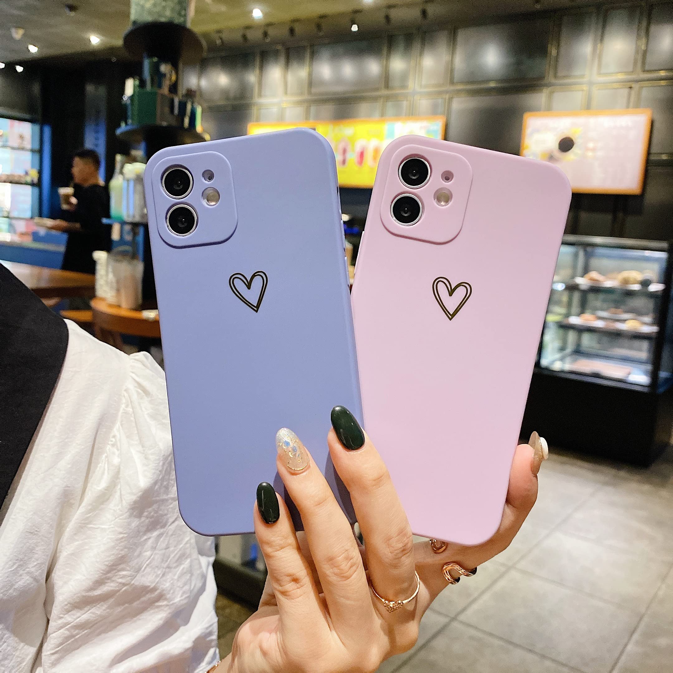 Qokey Galaxy Note 20 Ultra 5G Case (6.9 inch 2020 Model) - Cute Gold Heart Pattern Soft Silicone Protective Cover | Shockproof TPU Phone Case for Women & Men | Perfect for Everyday Use, Work & Travel - Lavender Color