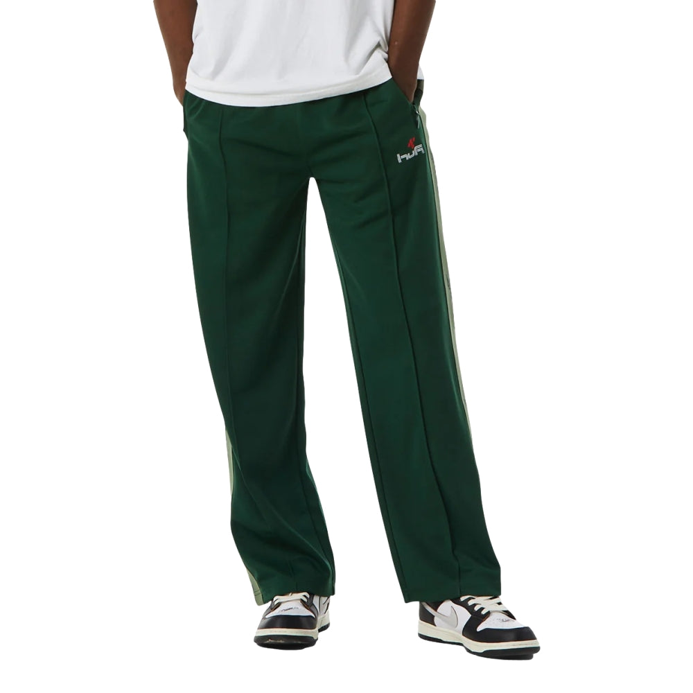 HUF Touring Track Pants for Men - Forest Green Casual Joggers with Comfort Fit - Perfect for Travel, Gym & Streetwear
