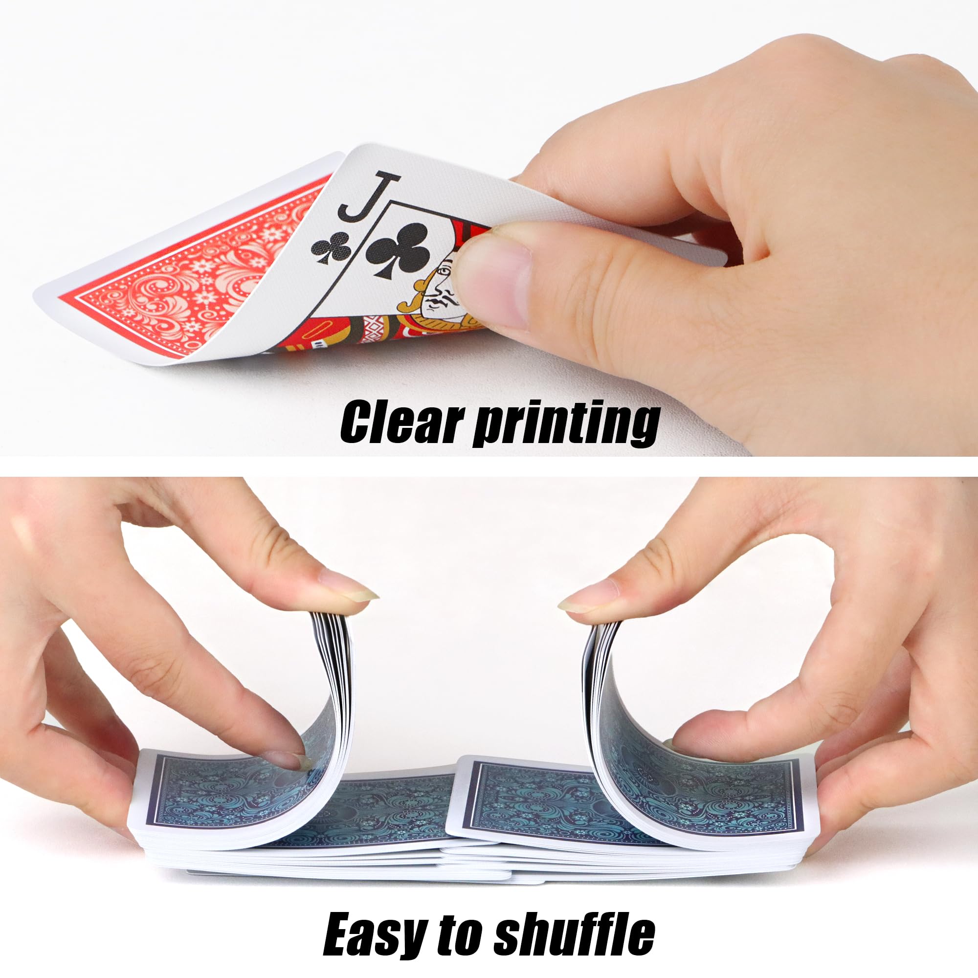 Waterproof Plastic Playing Cards 2-Pack - Poker Size Standard Index Deck for Adults - Durable Cards for Poker, Bridge, Pinochle & Casino Games - Perfect for Outdoor, Travel & Game Nights