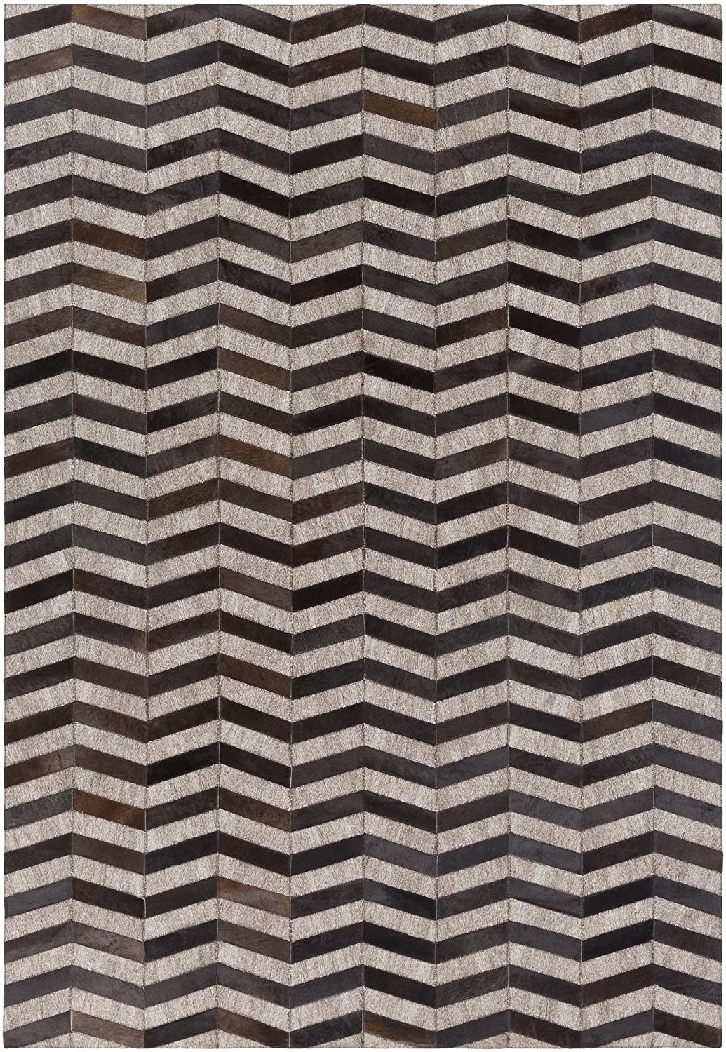 Handmade Leather Cowhide Patchwork Area Rugs - 5'x5' Brown/Grey - Premium Cow Hide Carpet for Living Room, Bedroom & Office Decor - Durable & Stylish Home Floor Covering