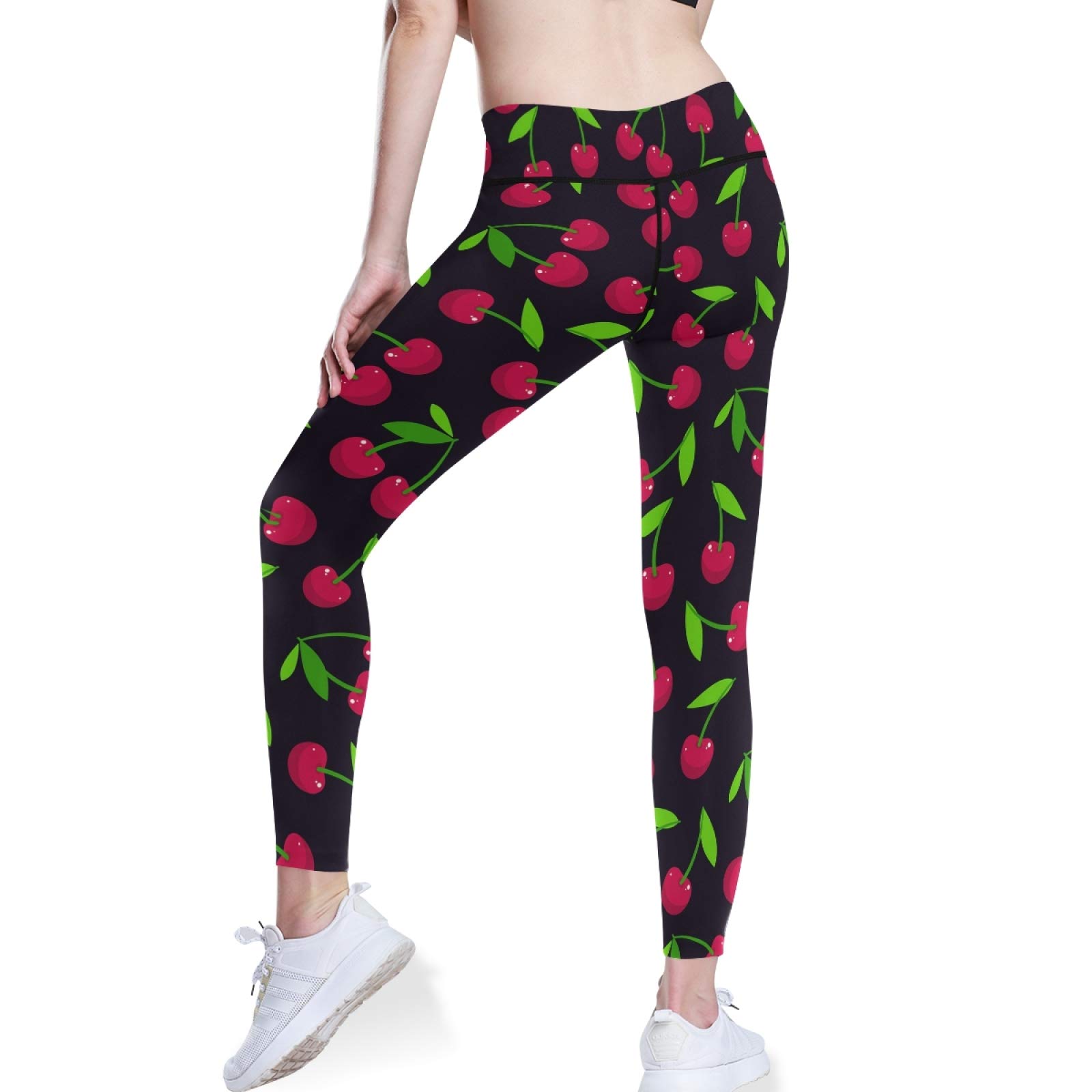 Red Cherries Yoga Pants - High Waist Tummy Control Leggings for Workout & Running