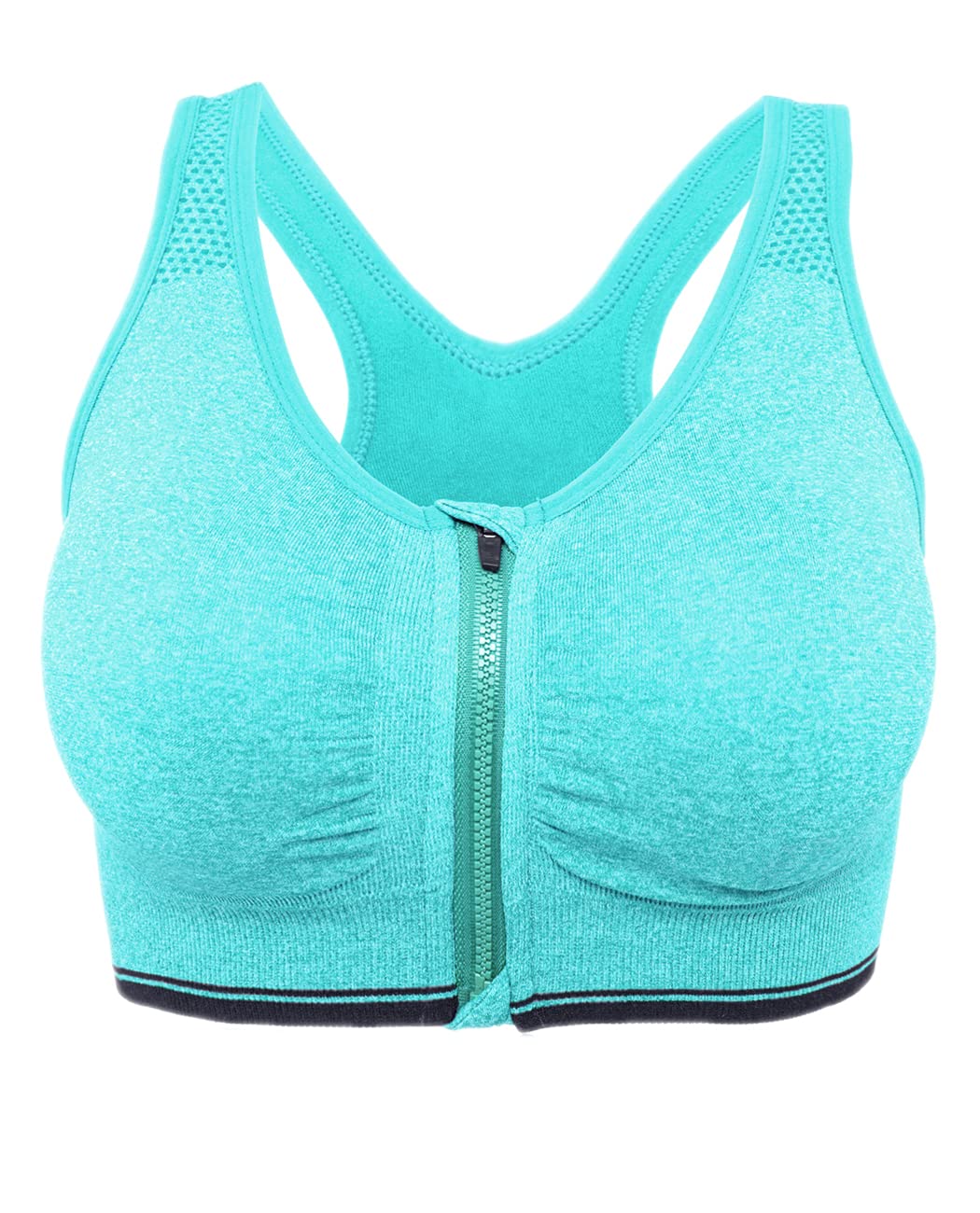 FUTATA Women's High Impact Sports Bra with Front Zipper - Racerback Workout & Yoga Top for Running, Gym, and Fitness Training