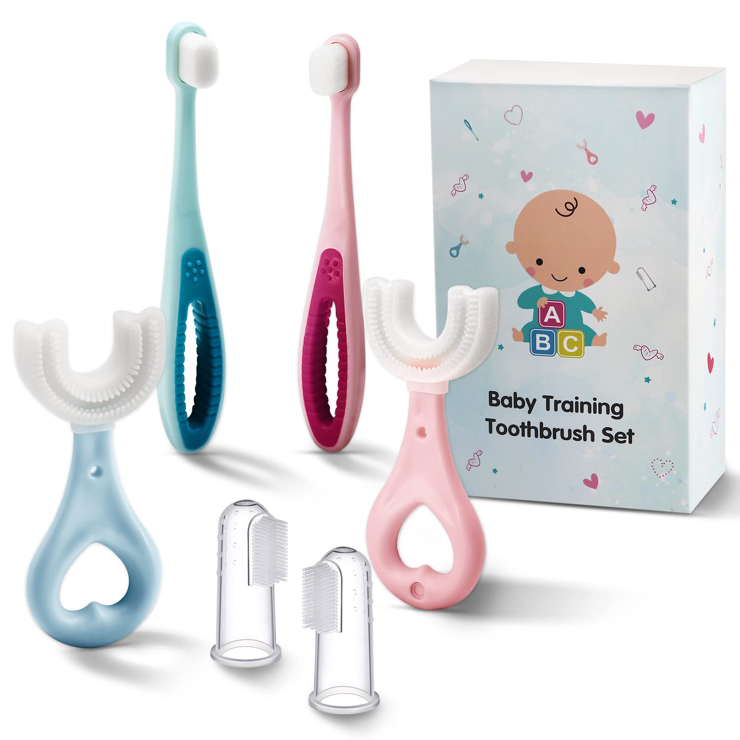 6 in 1 Baby Training Toothbrush Set - Soft Silicone Toothbrushes for Infants & Toddlers (6-24 Months) - Food Grade, BPA Free, Extra Gentle Bristles - Perfect for Teething, Oral Care & Early Dental Hygiene Development