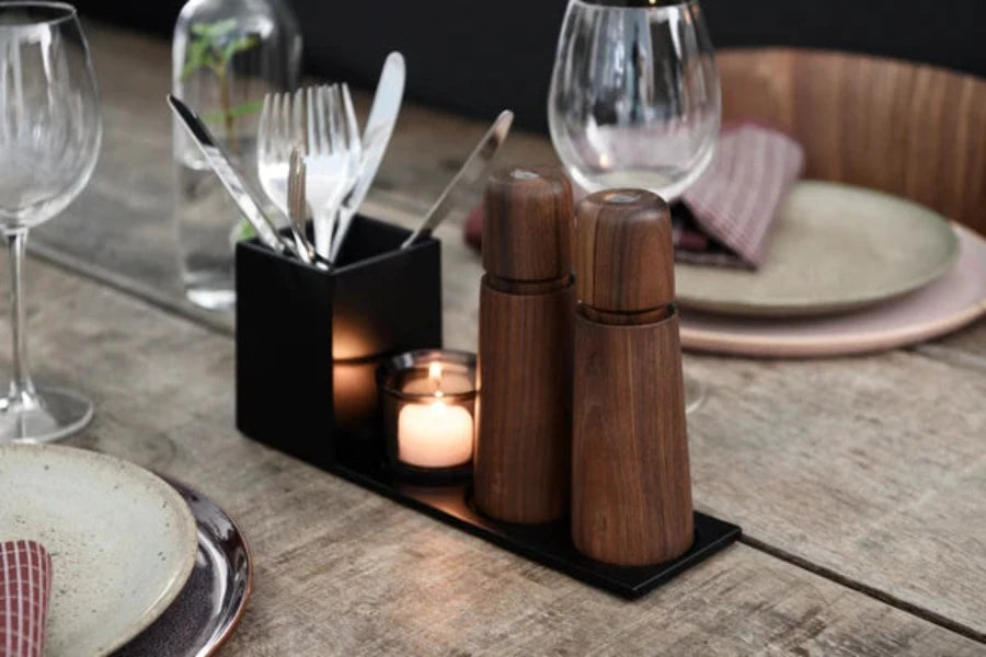 Premium Crush Grind Danish Stockholm Salt and Pepper Mill Set - Adjustable Ceramic Grinder for Gourmet Cooking, Kitchen & Dining Table Use