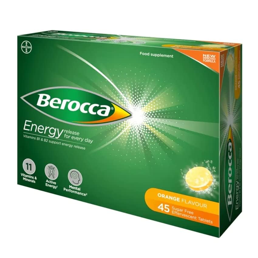 Berocca Orange Effervescent Vitamin Tablets - 45 Count - Immune Support & Energy Boost - Perfect for Workouts, Travel, and Daily Wellness