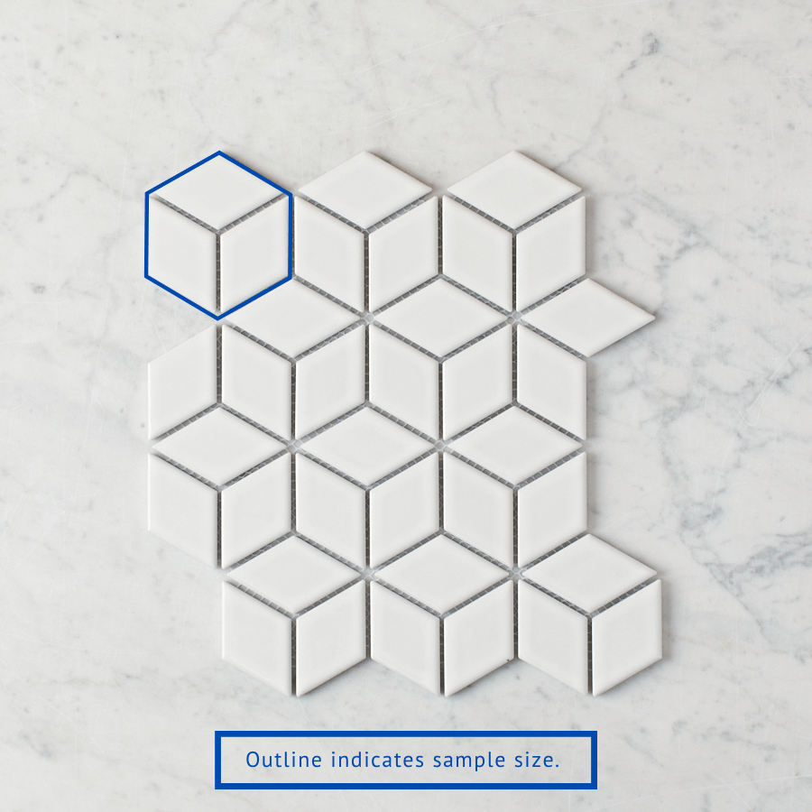 Premium Oakley Cube White Gloss Mosaic Tile - High-Quality Ceramic Wall & Floor Tiles for Bathroom, Kitchen Backsplash, and Shower Renovation
