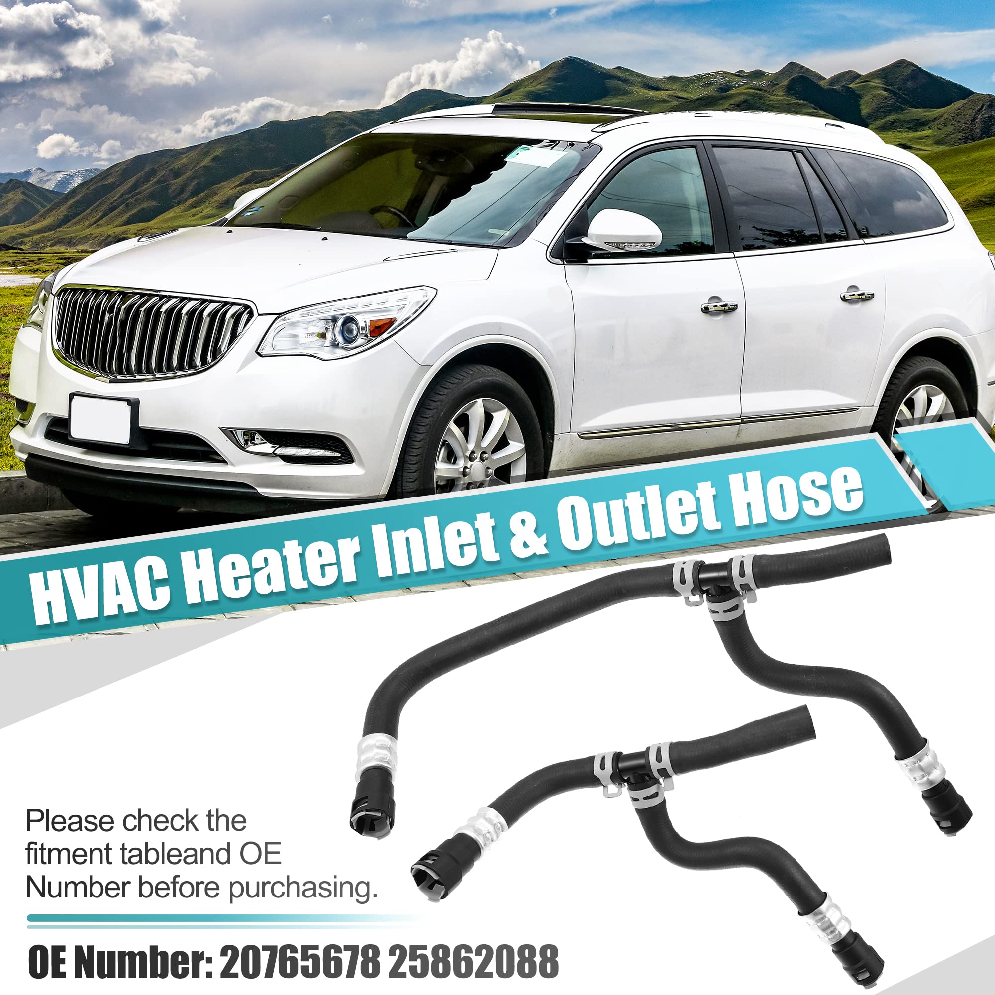 X AUTOHAUX 1 Set HVAC Heater Supply & Return Hose Compatible with Buick Enclave/Chevrolet Traverse/GMC Acadia/Saturn Outlook 2007-2017 - Engine Heater Inlet & Outlet Hose (Part# 20765678, 25862088) - Perfect for Cooling System Maintenance & Repair