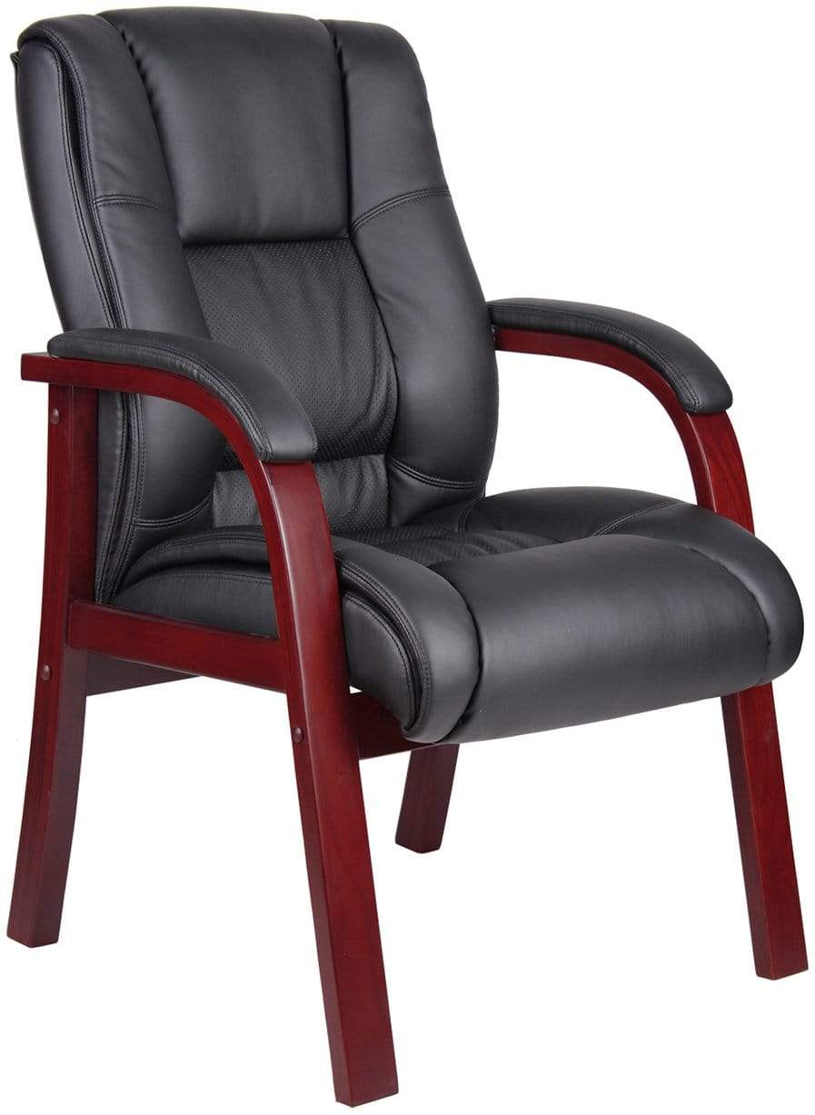 Boss Mid Back Wood Finished Guest Chair [B8999] - Stylish Office Chair for Reception, Conference & Waiting Areas - Comfortable & Durable Seating Solution