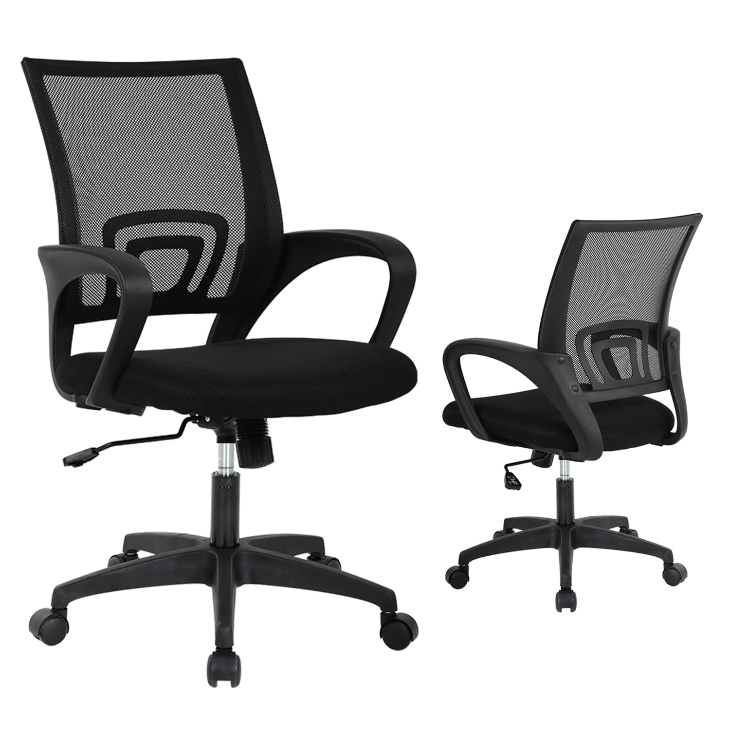 Ergonomic Mesh Office Chair with Lumbar Support & Adjustable Armrests - Black Executive Desk Chair for Home Office, 19x20x38 Inches - Perfect for Long Work Hours, Video Conferencing, and Comfortable Workspaces